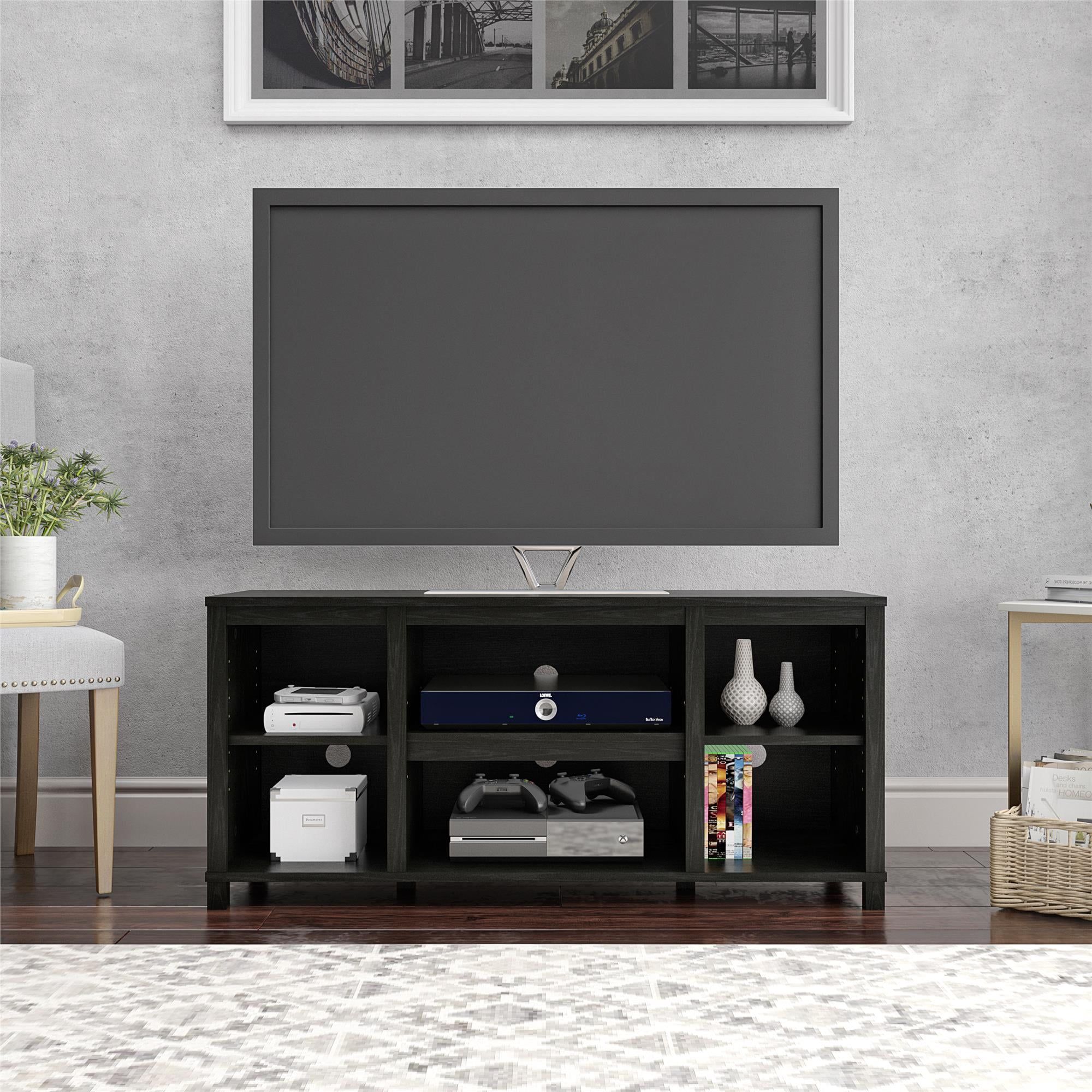 Black Oak 6-Shelf Freestanding TV Stand for 50" Screens