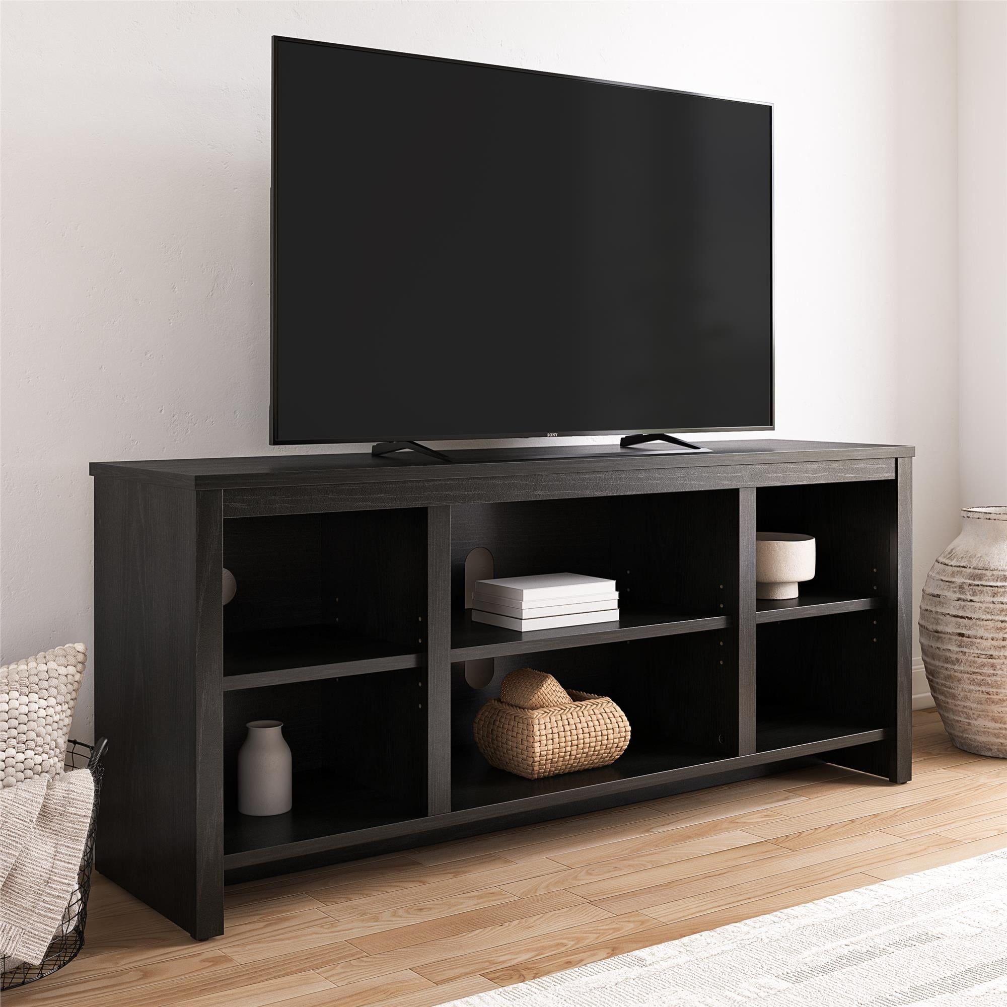 Black Oak Finish TV Stand with Cabinet for 50" Screens