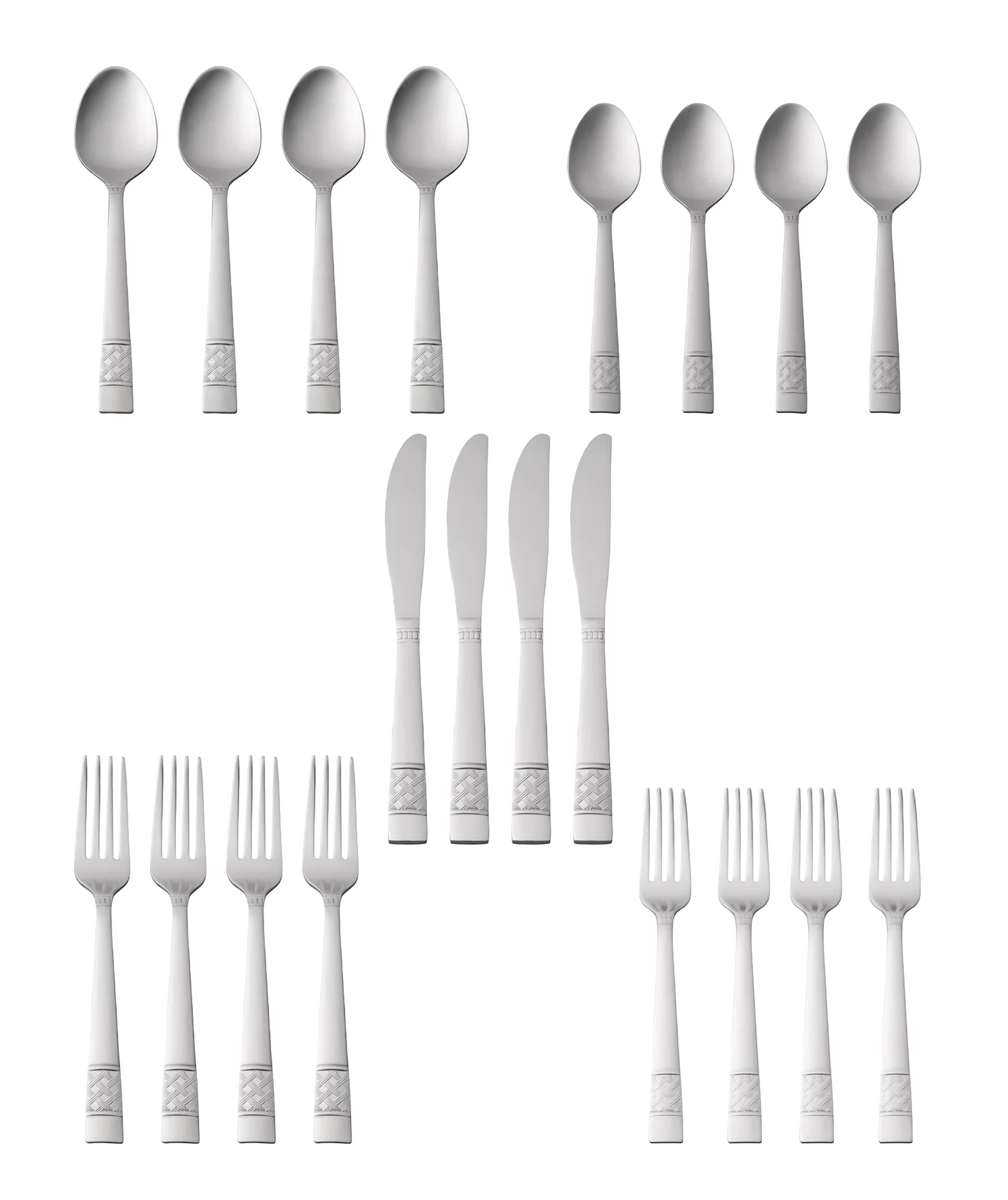 Pierremont 20-Piece Stainless Steel Flatware Set with Textured Handles