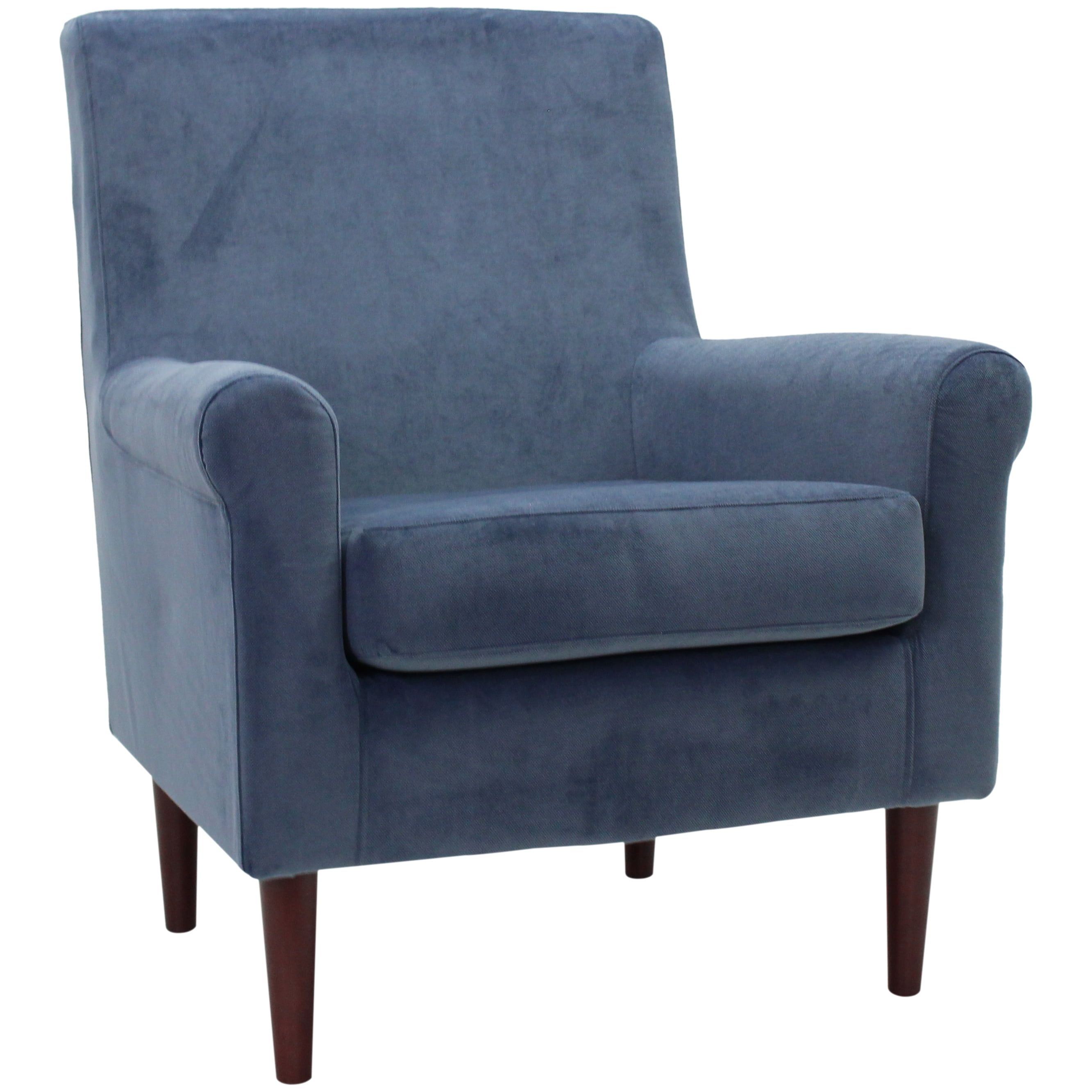 Light Navy Upholstered Rolled Arm Accent Chair