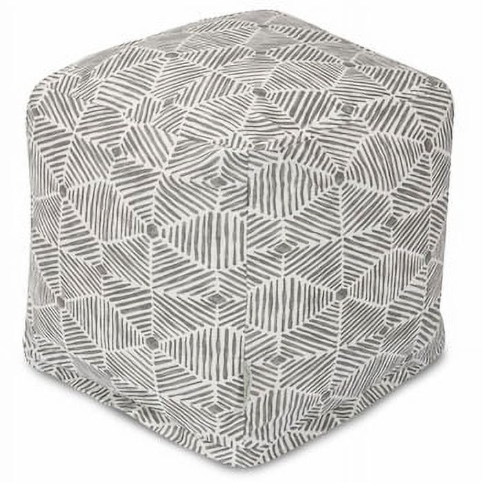 Gray Cotton Twill 17" Ottoman Pouf Cube