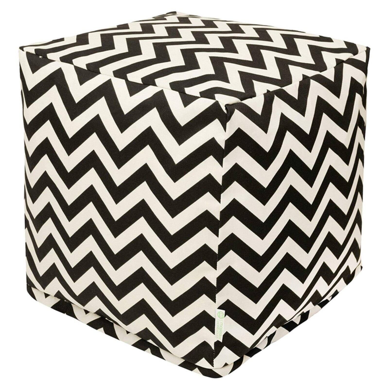 Black and White Chevron Indoor/Outdoor Pouf Cube