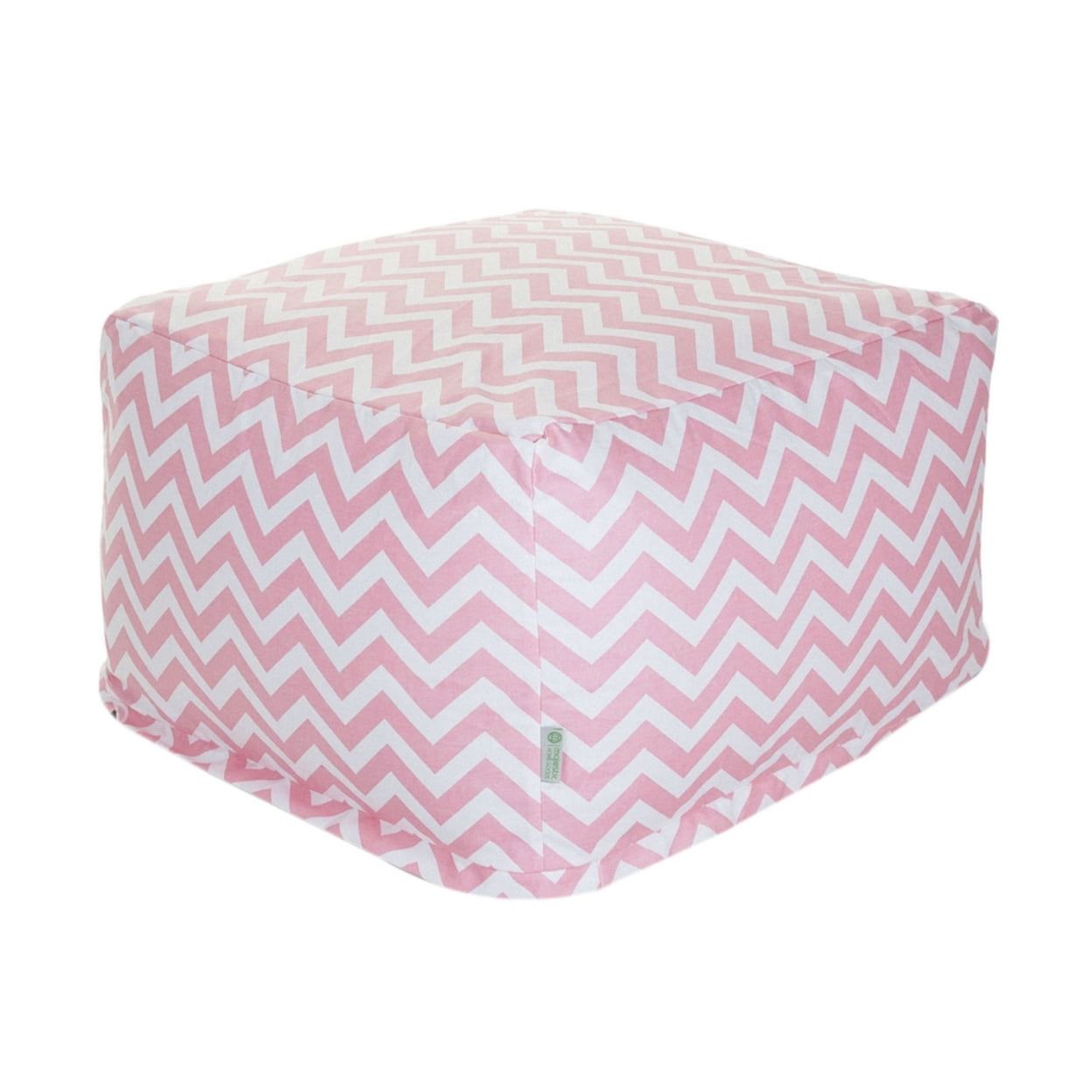 Baby Pink Chevron Cotton Pouf Ottoman