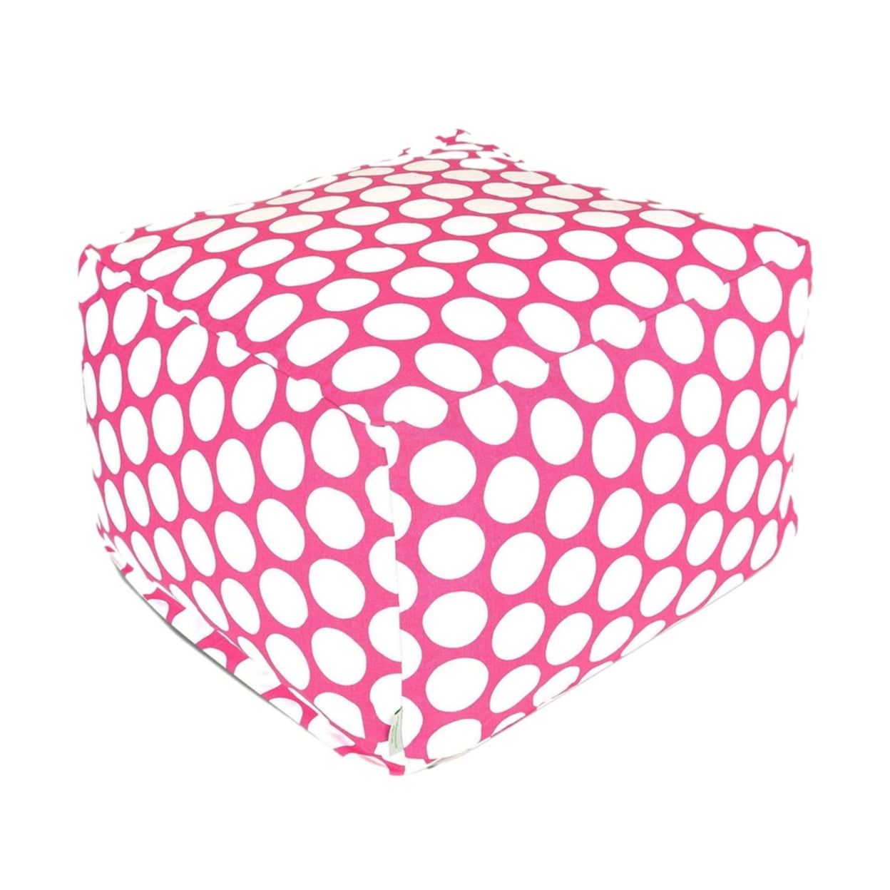 Hot Pink Polka Dot Cotton Outdoor Pouf