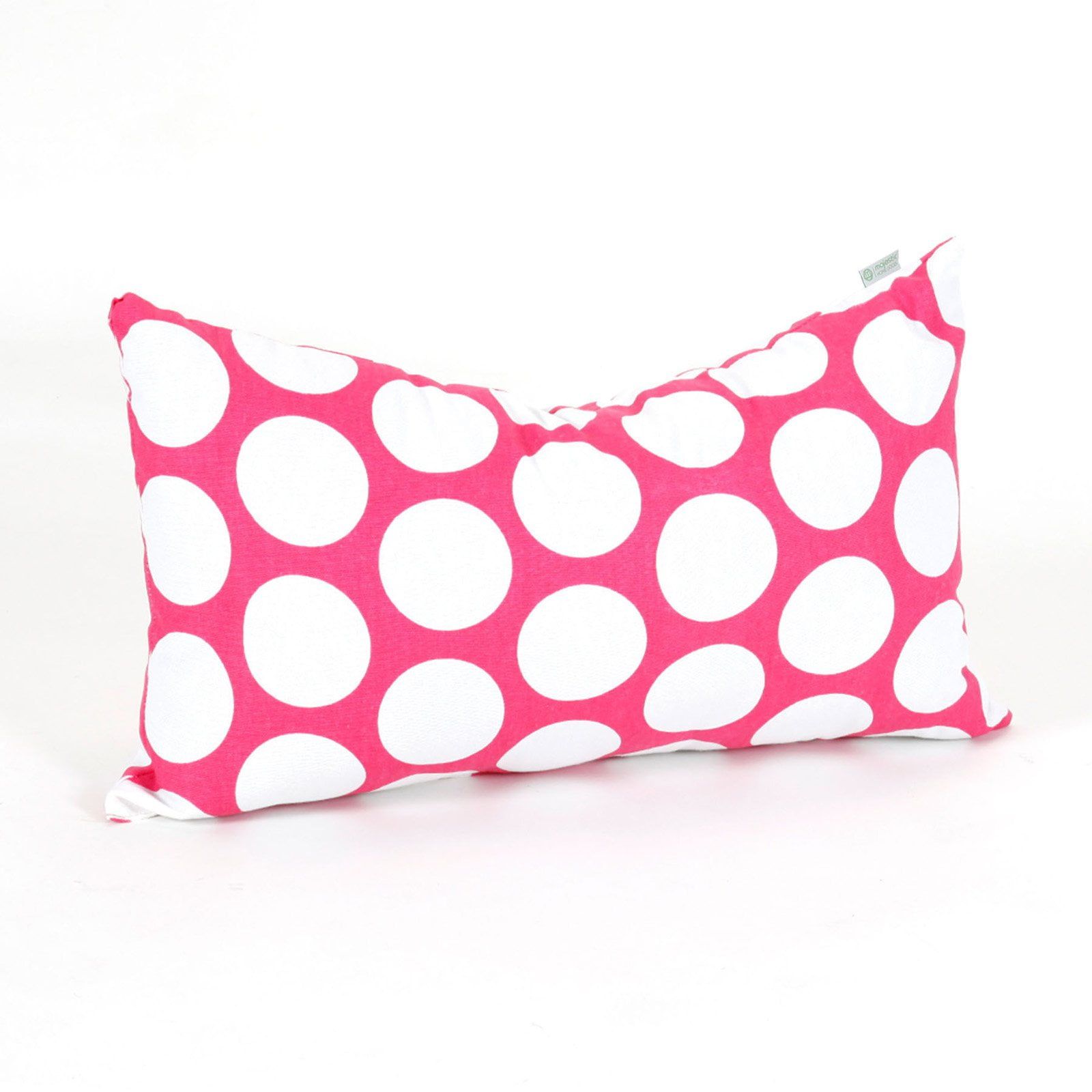 Hot Pink and White Polka Dot Rectangular Cotton Pillow