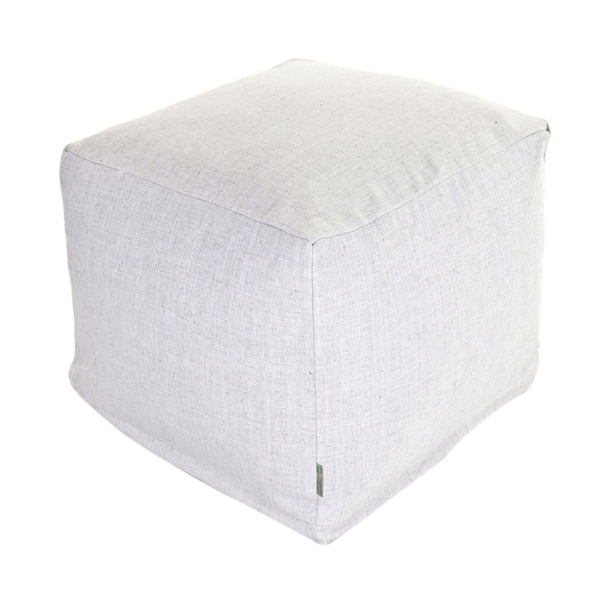 Magnolia Off-White Polyester Linen Storage Pouf