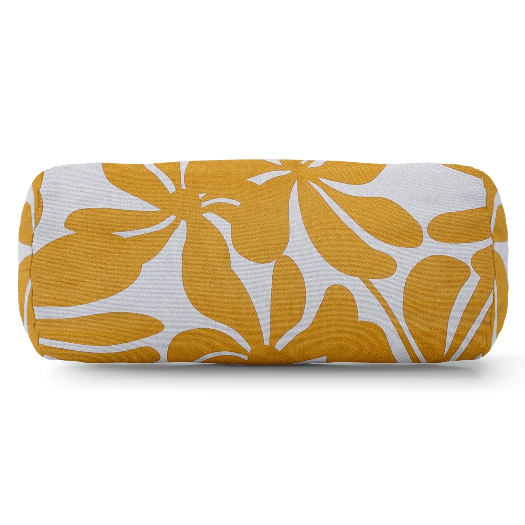 Yellow and White Polyester Round Bolster Pillow 18.5"