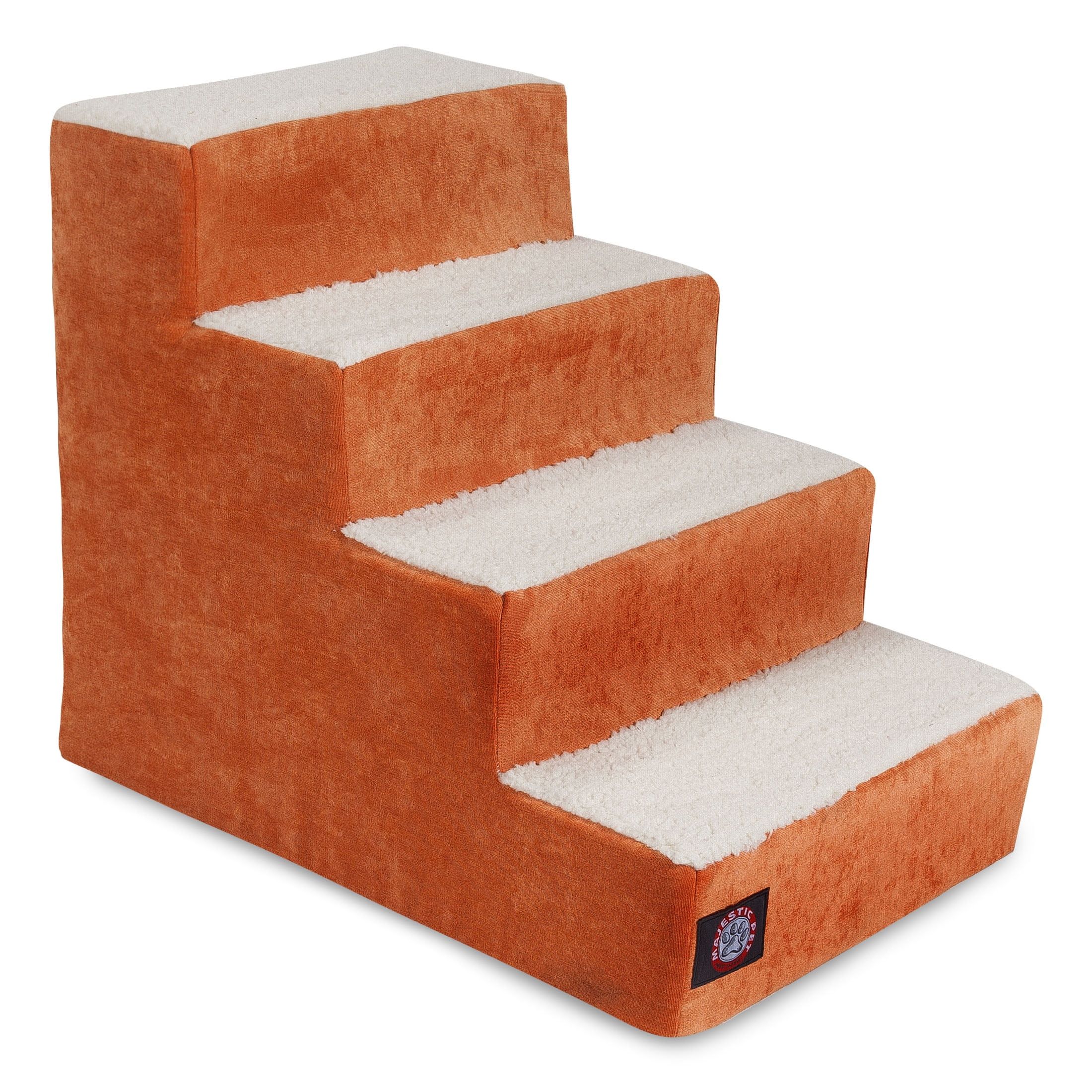 Orange and White Plush 4-Step Pet Stairs