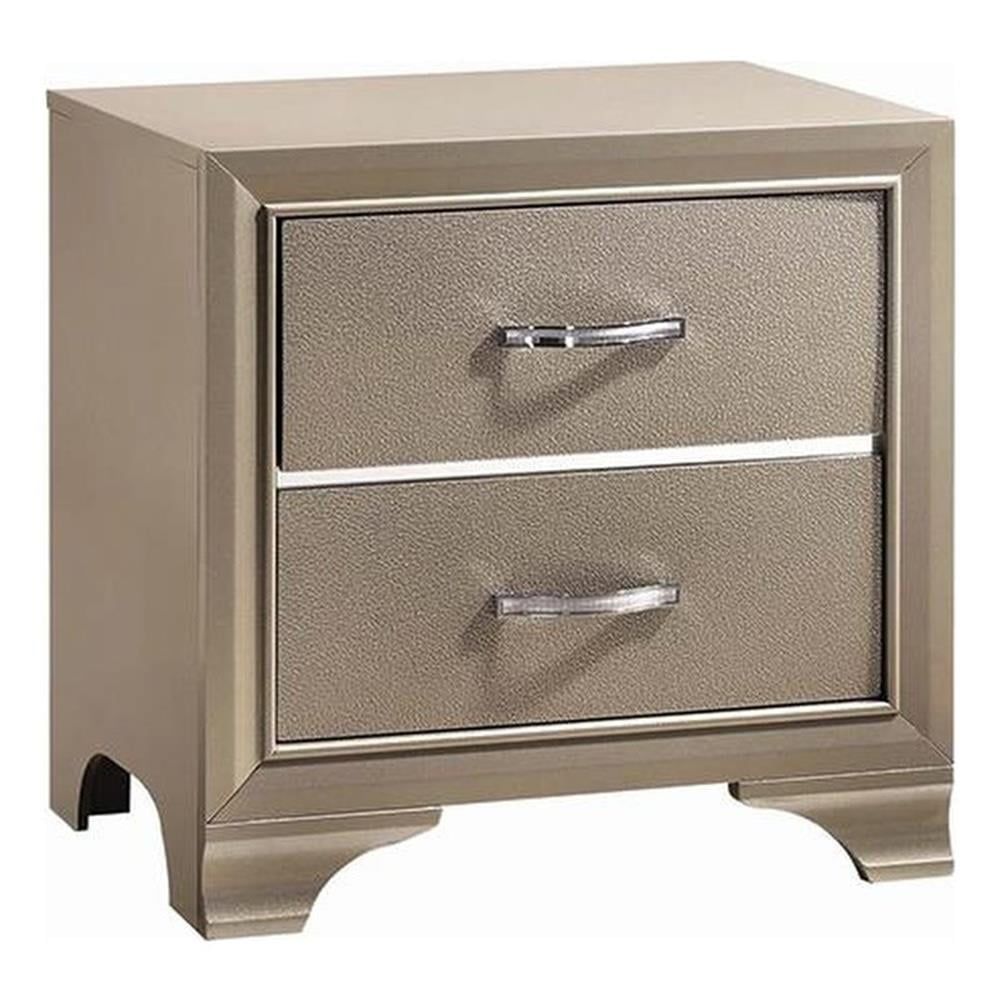 Champagne Gold 2-Drawer Contemporary Wood Nightstand