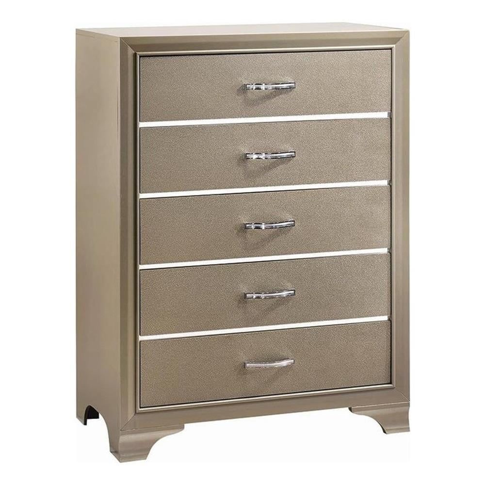 Champagne Gold 5-Drawer Glam Chest with Felt Lined Drawer