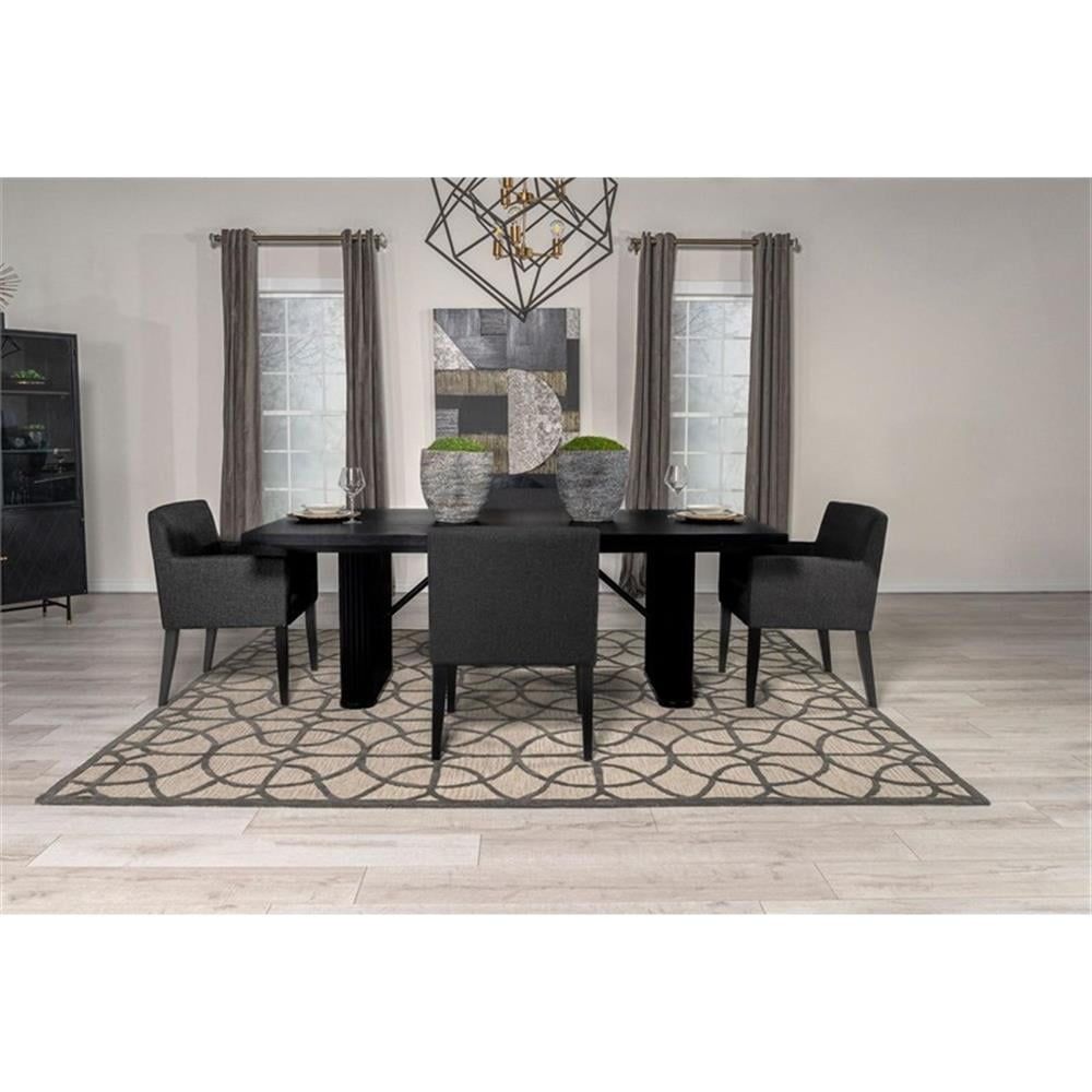 Gray and Black 5-Piece Double Pedestal Dining Table Set