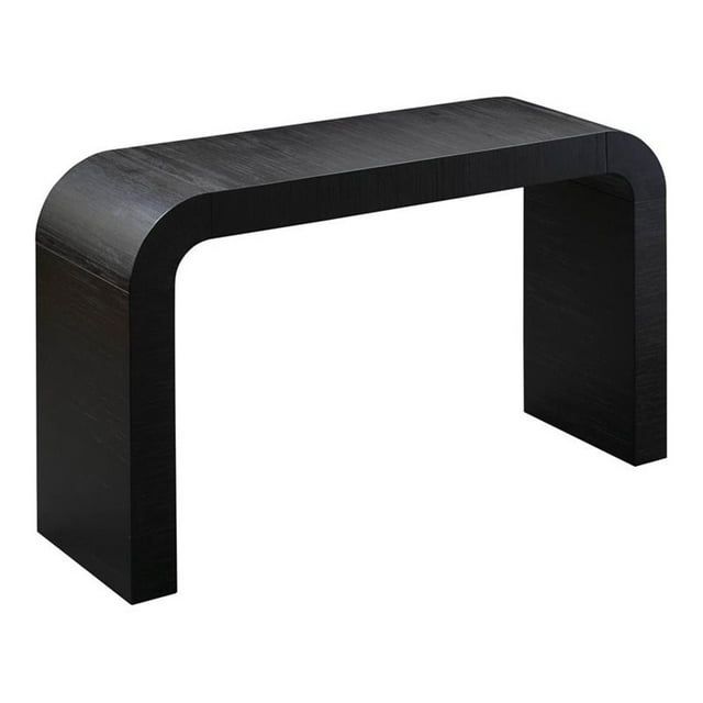 Modern Black Acacia Wood Rectangular Console Table with Storage