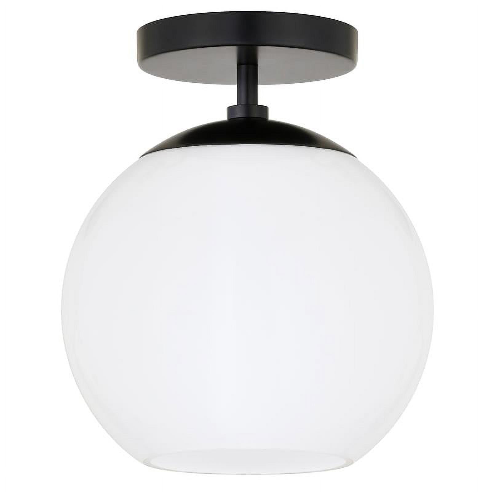 9" Matte Black Globe Semi Flush Mount Ceiling Light