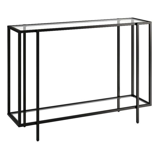 Blackened Bronze 42" Console Table with Glass Shelf