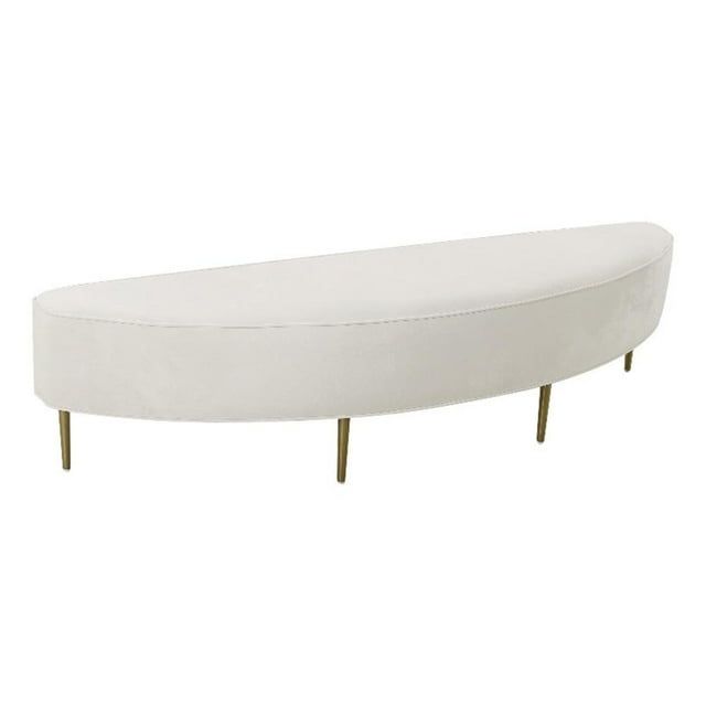 Bianca Cream Velvet Curved Queen Bench with Gold Iron Legs