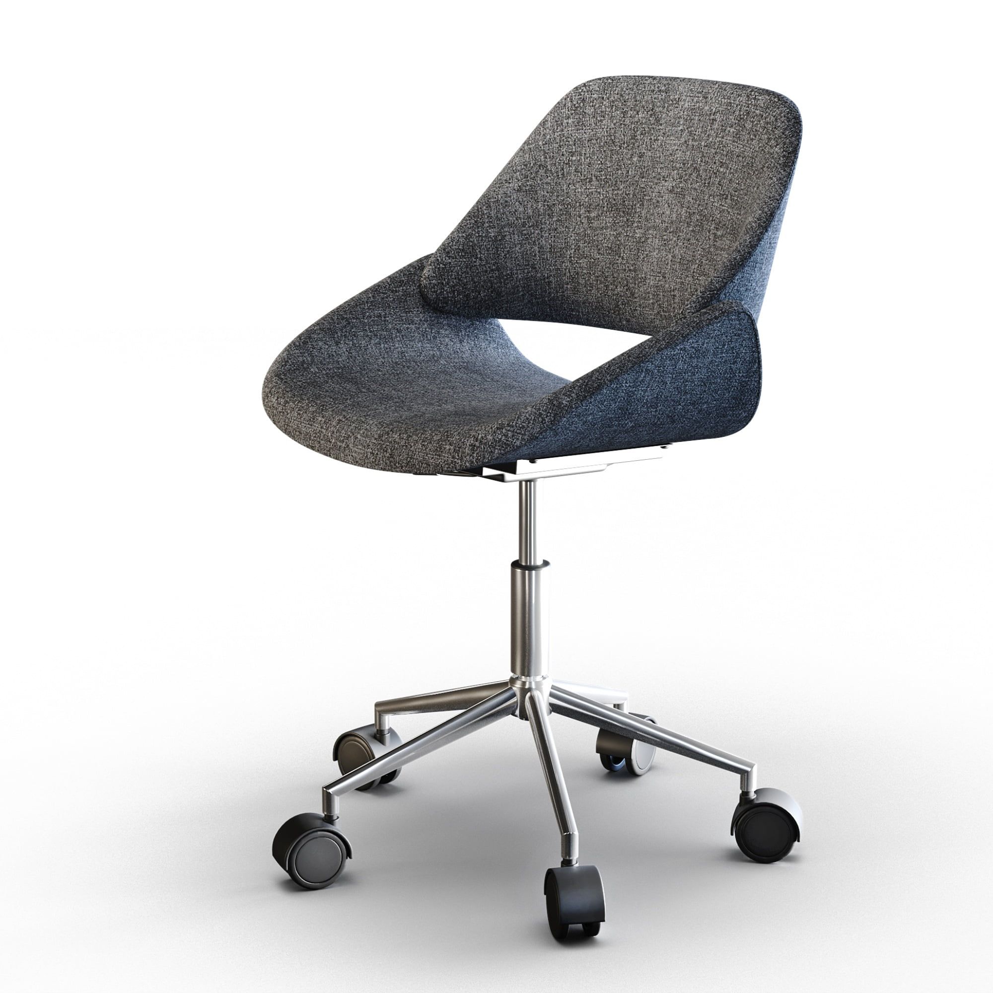 Gray Fabric Swivel Executive Office Chair with Chrome Base