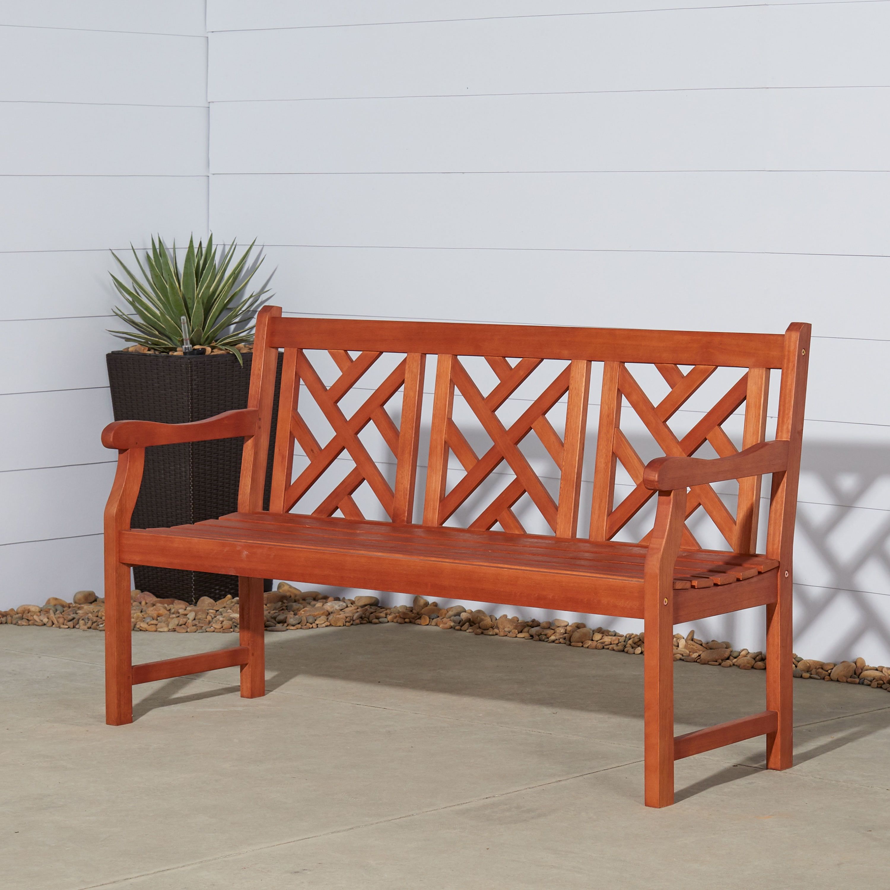 Malibu Natural Eucalyptus 3-Seater Outdoor Garden Bench