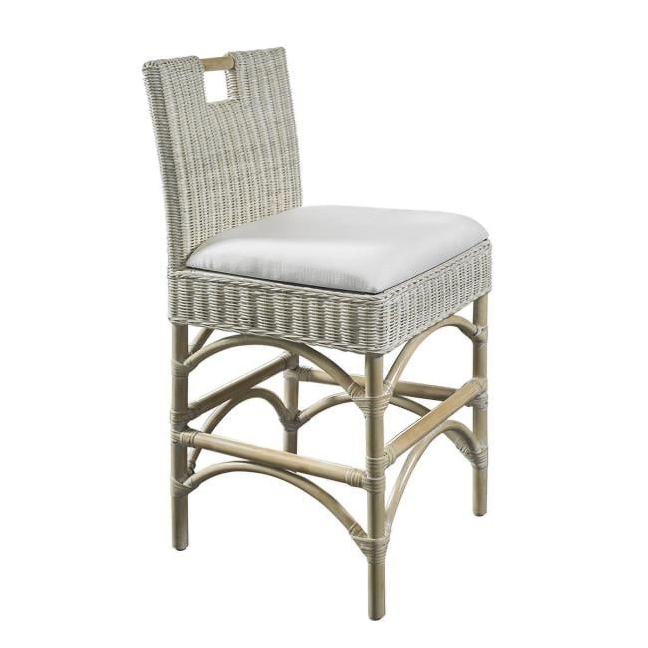 Malio White Wash Rattan Counter Stool with Cotton Seat