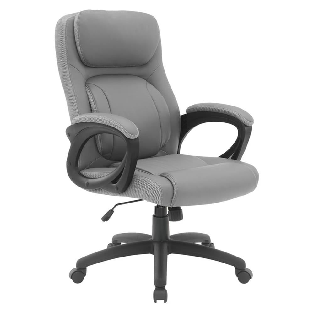 Taupe Faux Leather Executive Swivel Office Chair with Padded Arms