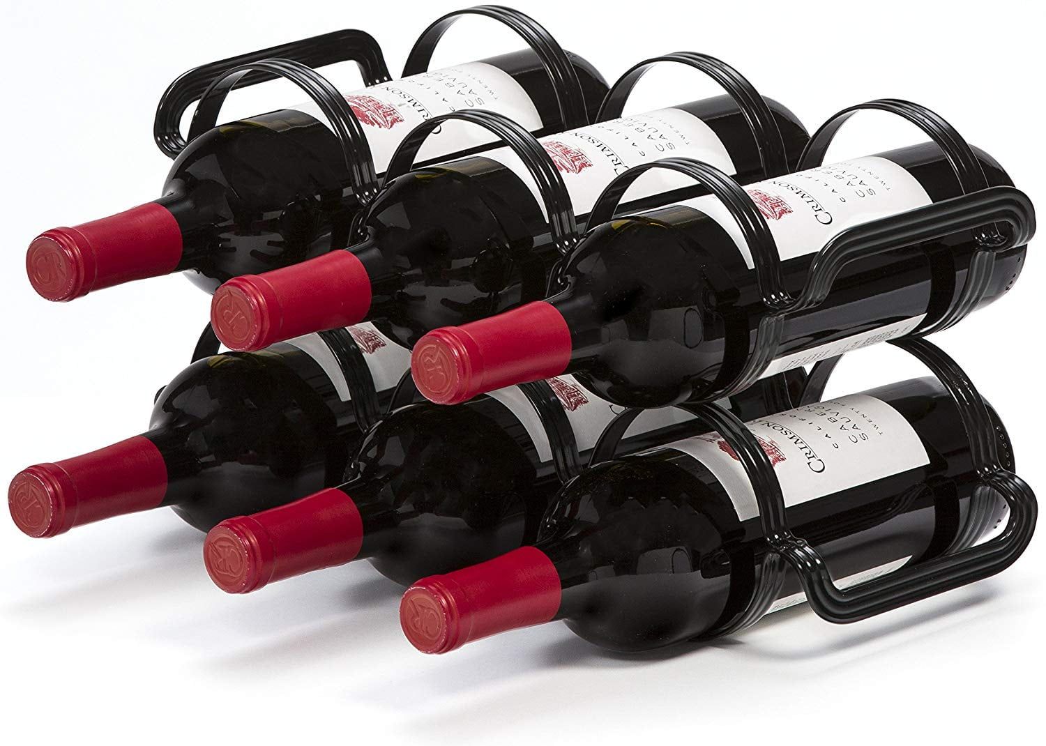 Black Powder Coated Steel 6-Bottle Tabletop Wine Rack