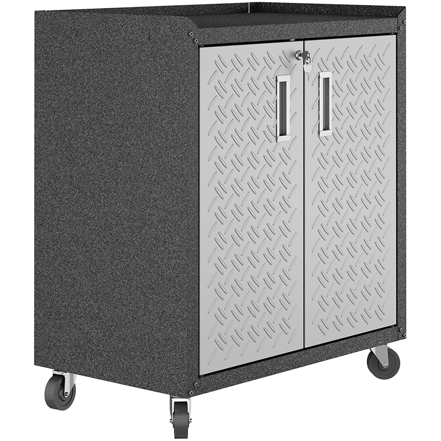 Gray Steel Lockable Garage Cabinet with Adjustable Shelving