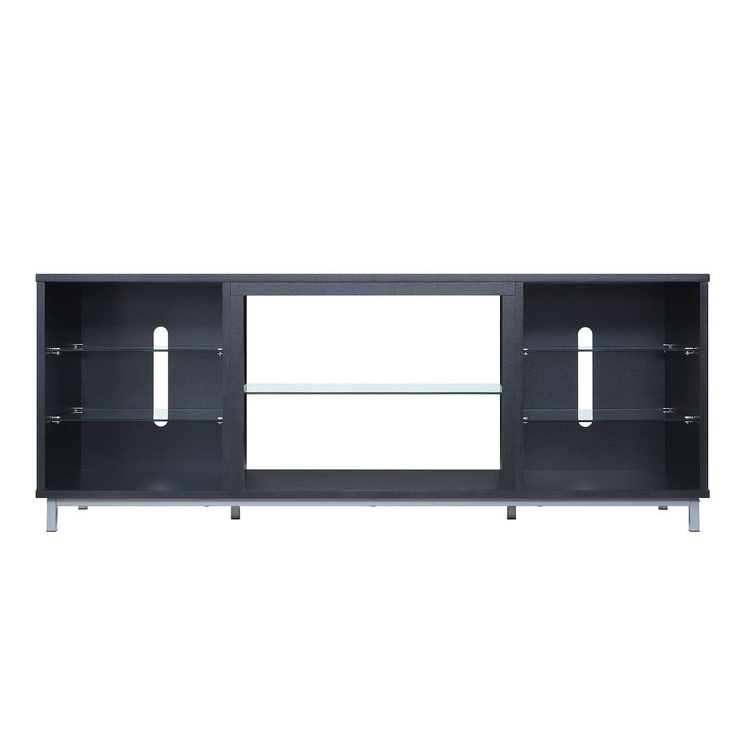 Brighton 60" Onyx Wood and Glass TV Stand with Cabinet