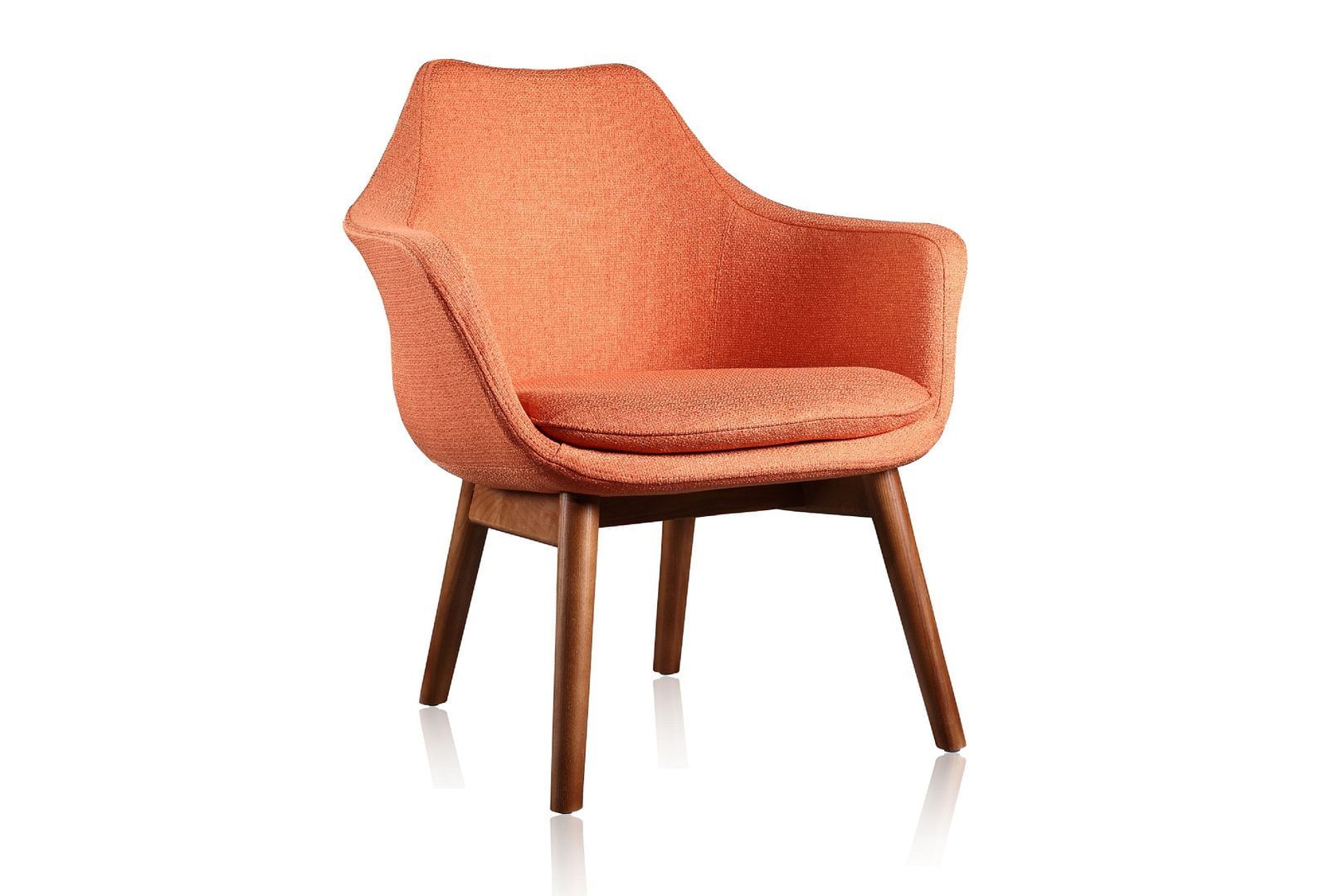 Cronkite Orange Faux Leather & Walnut Wood Accent Chair