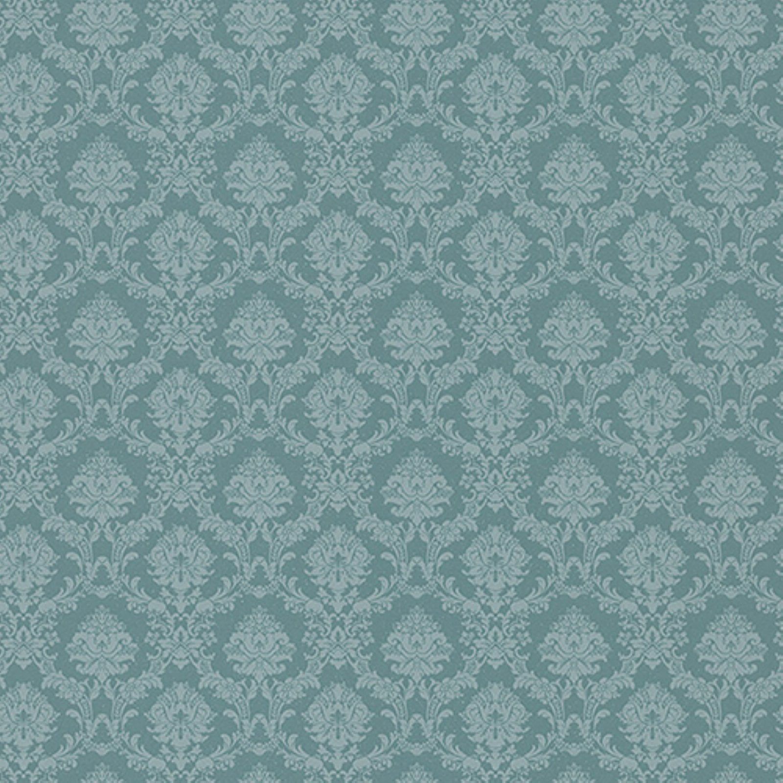 Teal Blue Solid Vinyl Mini Damask Wallpaper