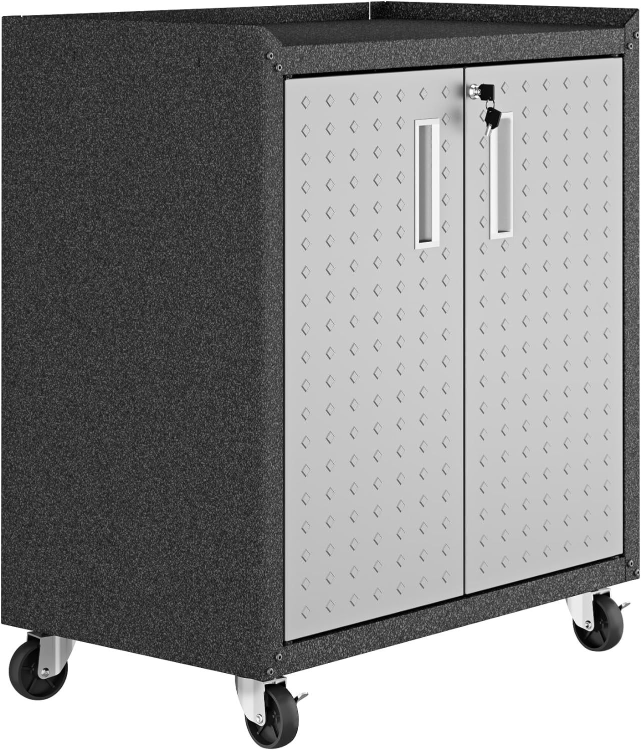 Gray Lockable Metal Garage Cabinet with Adjustable Shelving