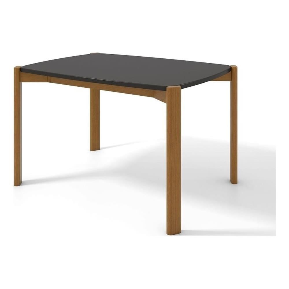 Matte Black MDF and Eucalyptus Wood Dining Table