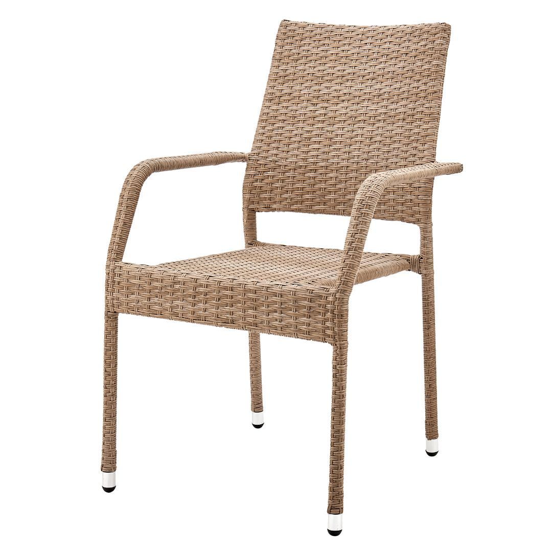 Nature Tan Woven Rattan Outdoor Dining Armchair