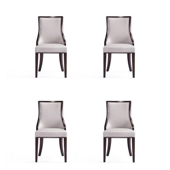 Grand Gray Faux Leather Parsons Dining Chairs with Wood Frame, Set of 4