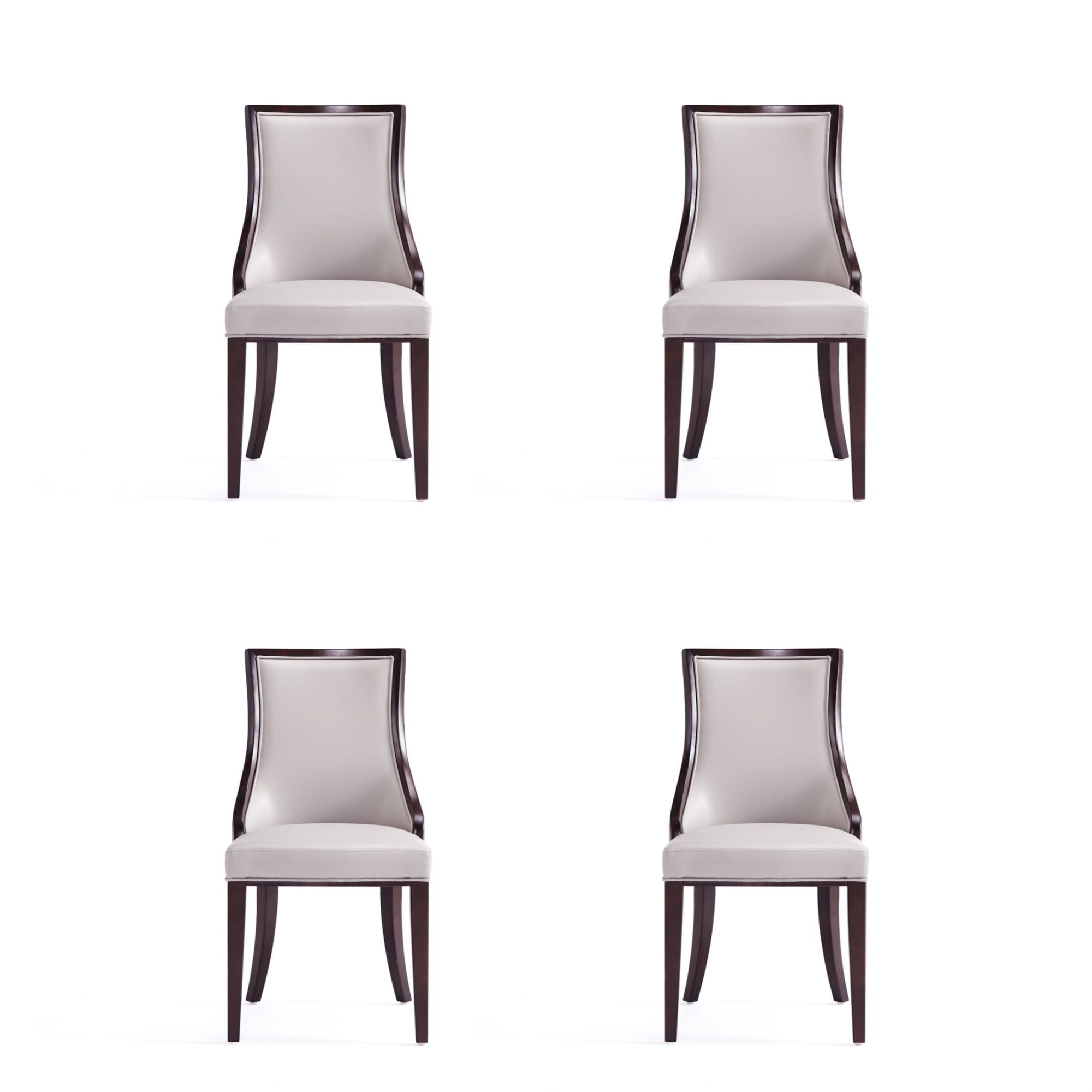 Grand Gray Faux Leather Parsons Dining Chairs with Wood Frame, Set of 4
