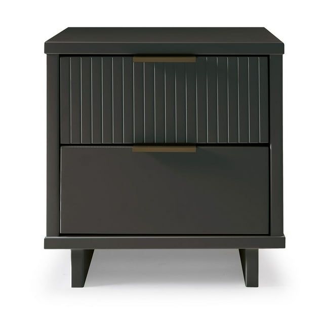 Granville Dark Gray Engineered Wood Nightstand with Gold Handles