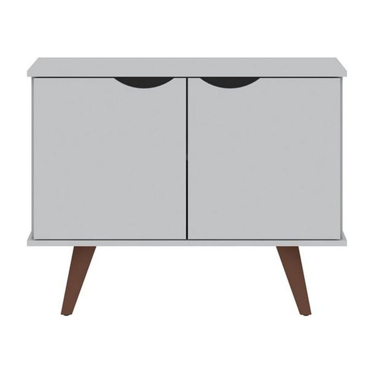 White Mid-Century Modern Wood Accent Cabinet with Graduated Legs