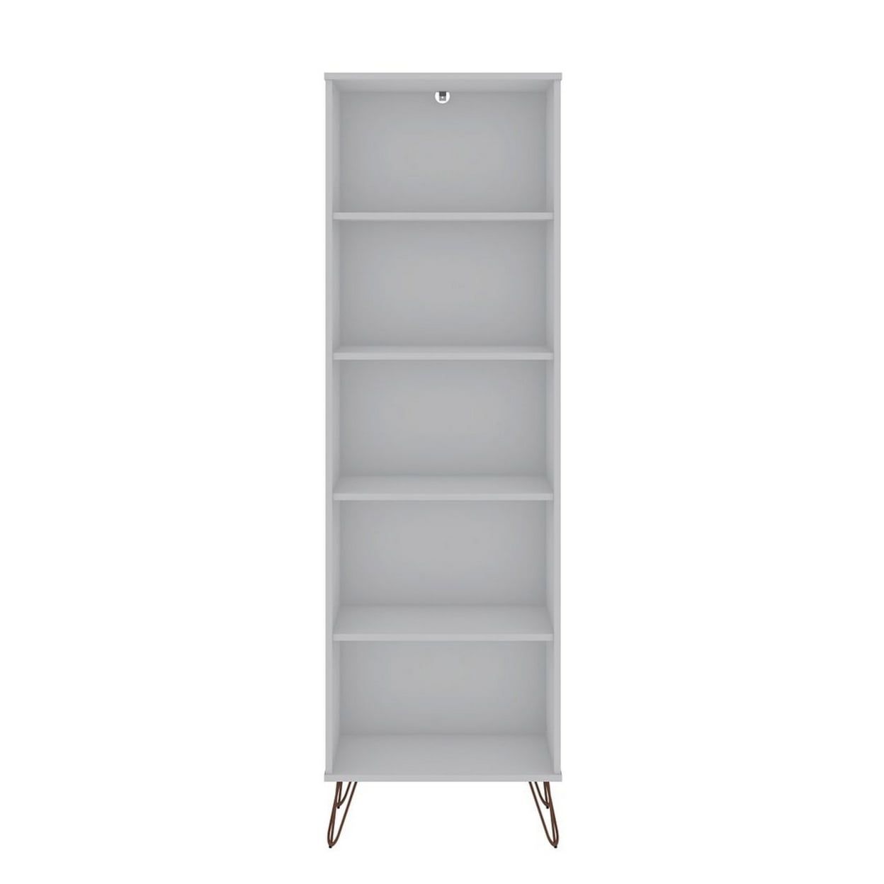 Mid-Century Modern White Bookcase with Artful Metal Legs