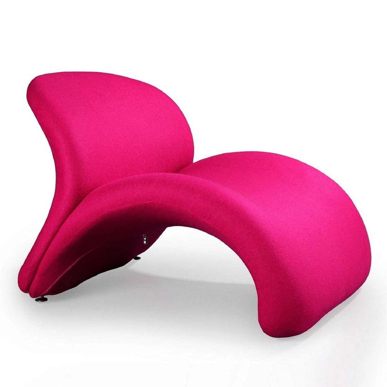 Fuchsia Geometric Metal Chaise with Wool Blend Fabric