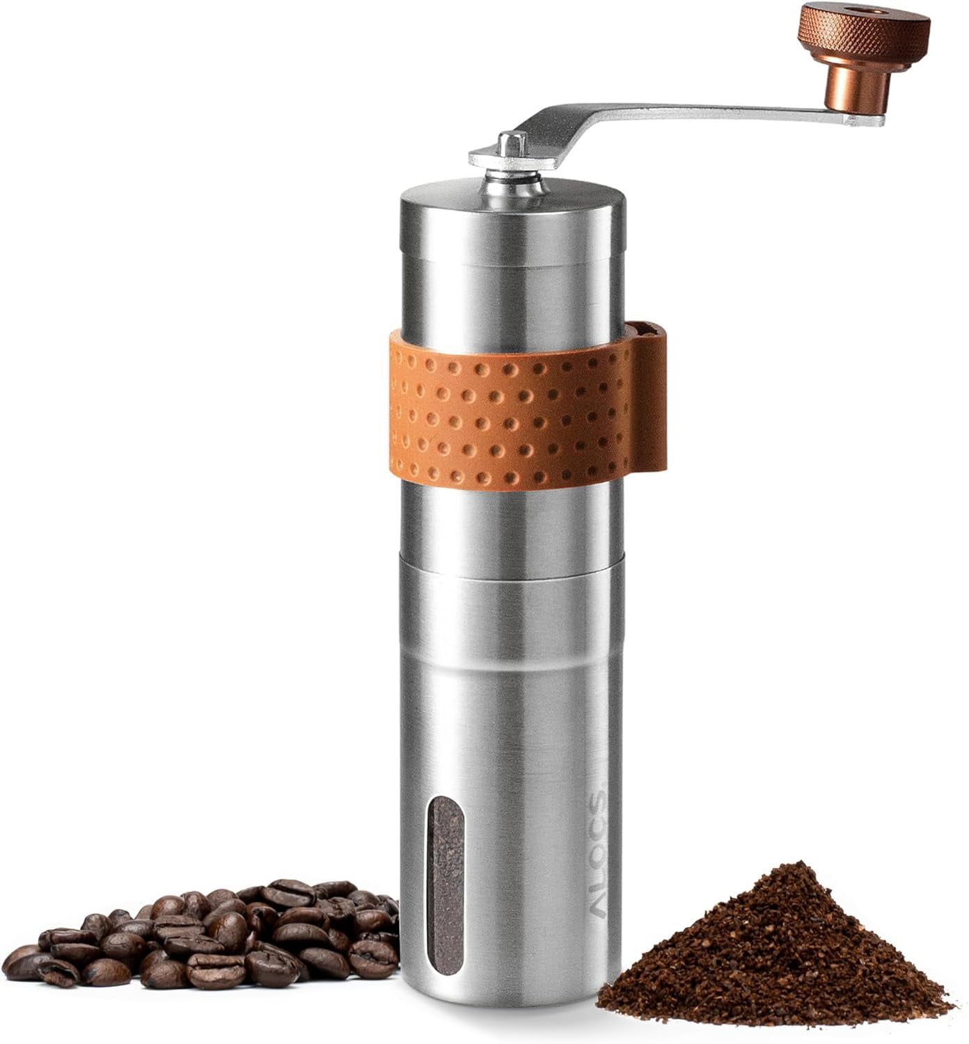 Stainless Steel Manual Coffee Grinder with Adjustable Ceramic Burr