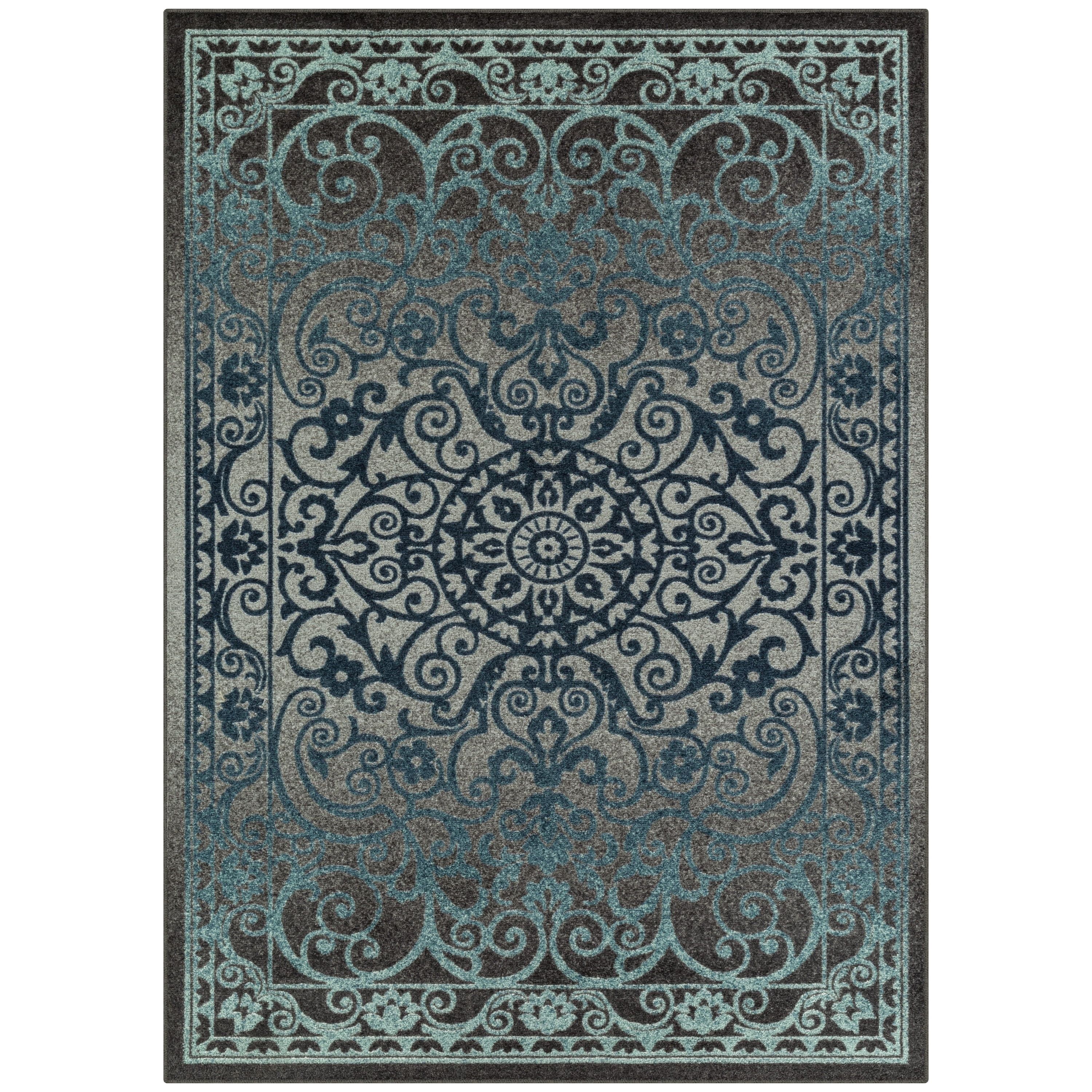 Grey Tonal Tufted Medallion 5' x 7' Area Rug