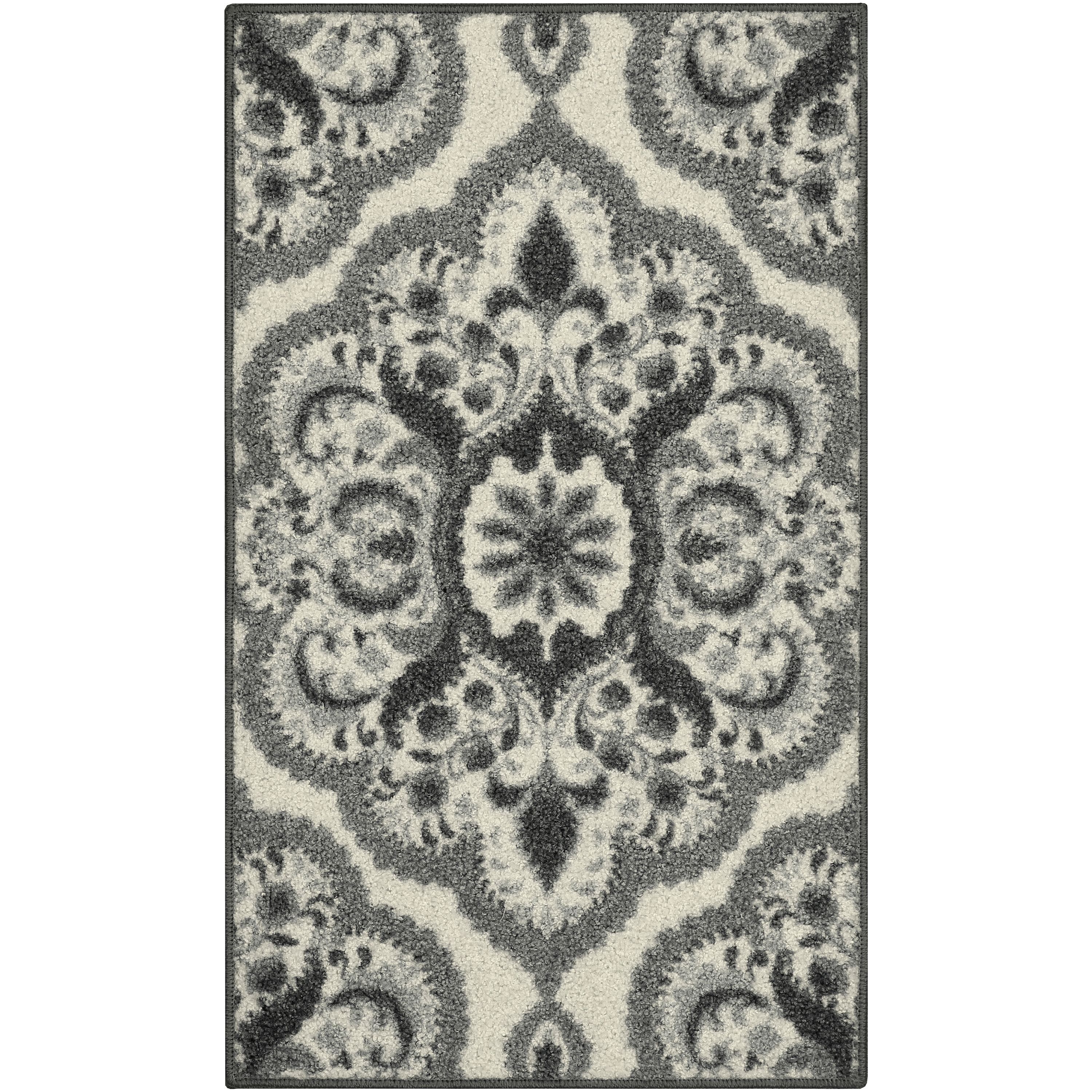 Gray Medallion Tufted Washable Non-Slip Accent Rug