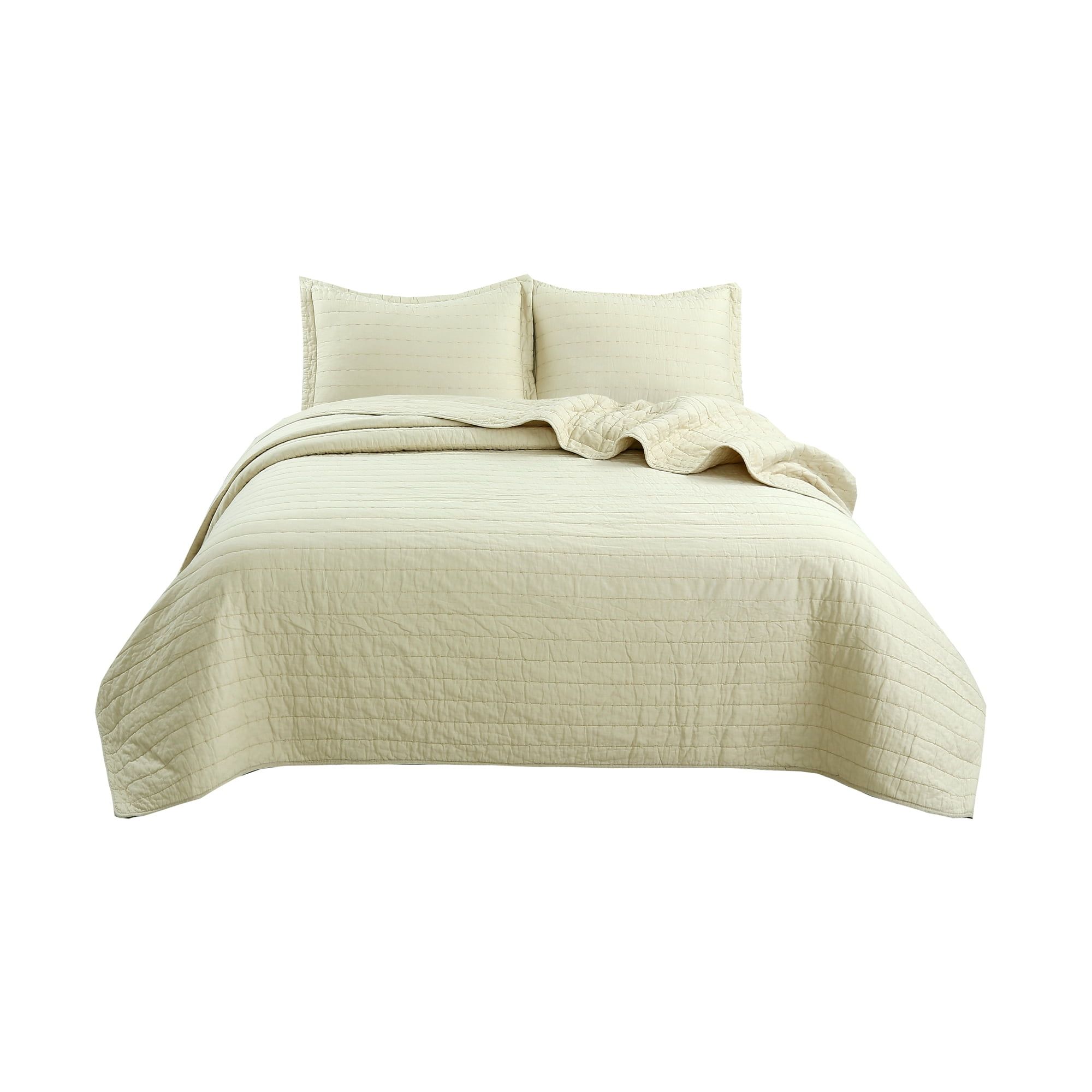 Sandy Beige Queen Cotton Bedspread Set