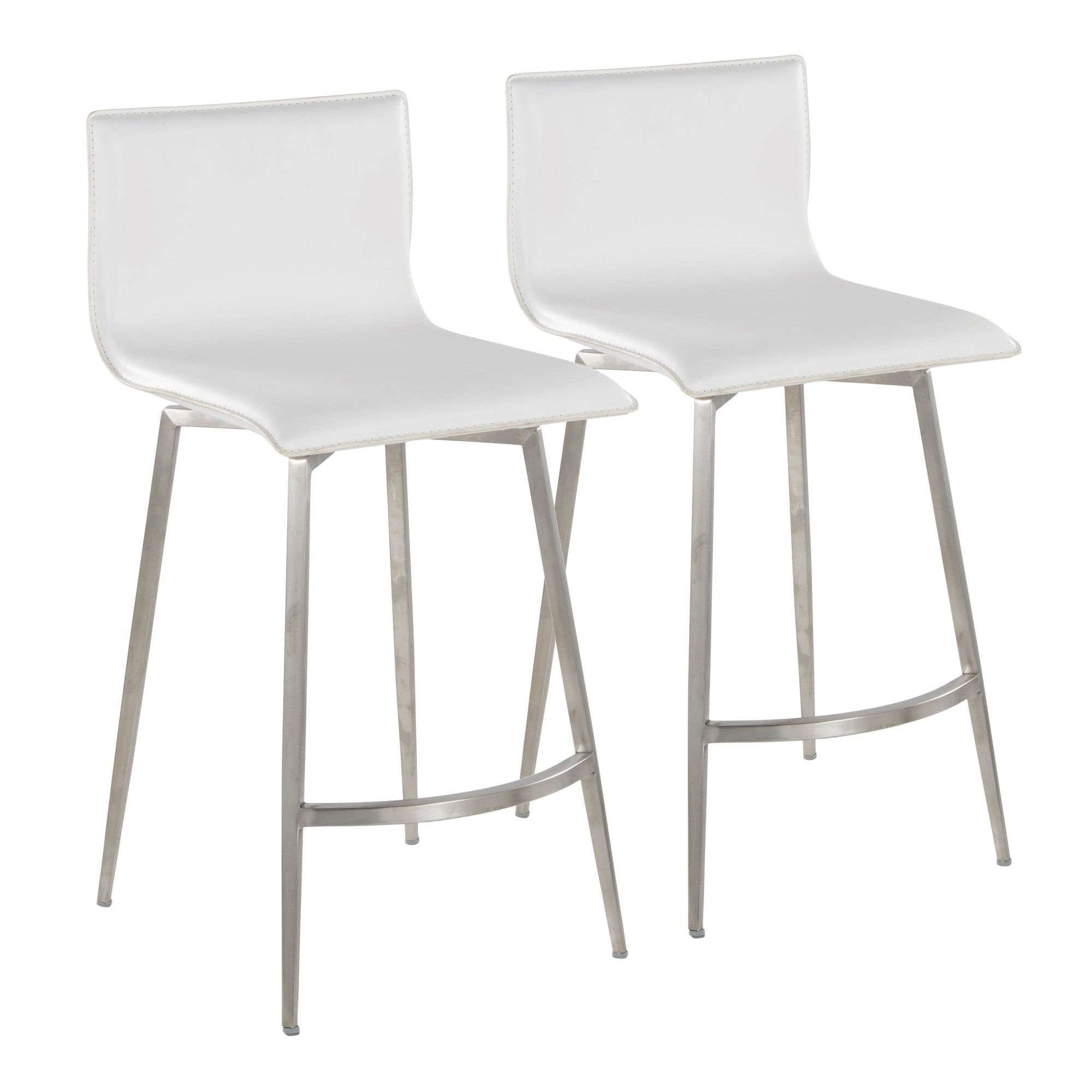 White Metal Swivel Upholstered Counter Stool Set