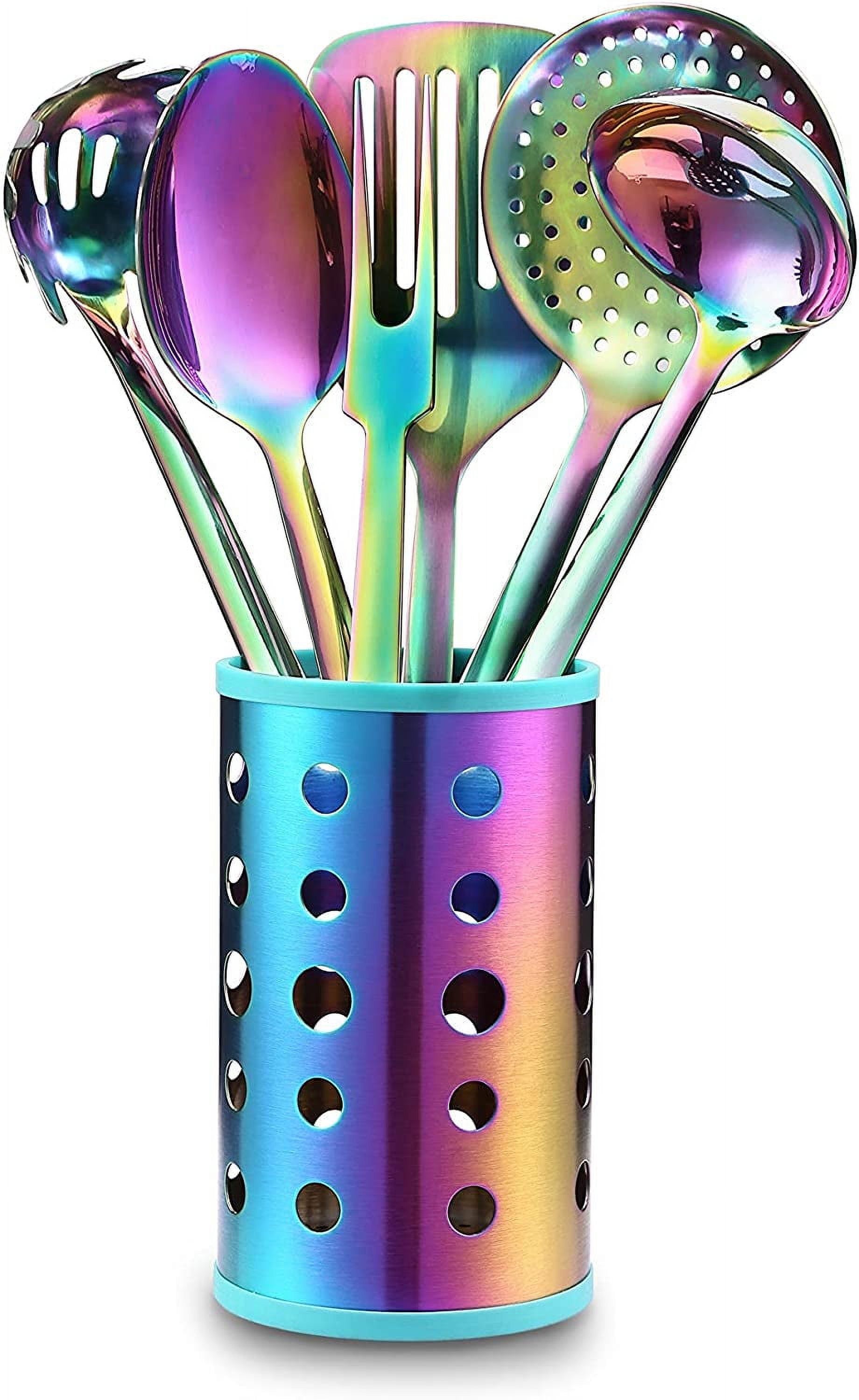 Rainbow Titanium Coated Stainless Steel 7-Piece Cooking Utensil Set