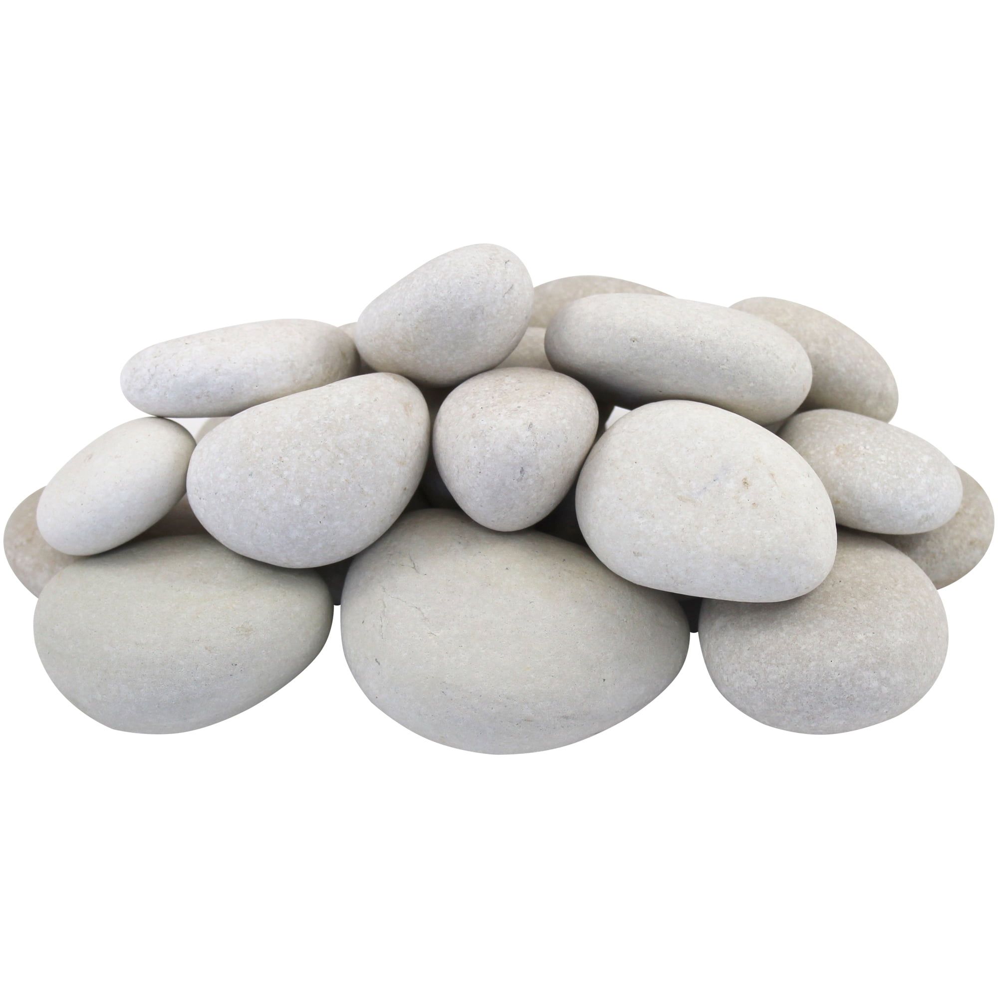 White Caribbean Beach Pebbles for Landscaping, 1-3 Inches, 30 lbs