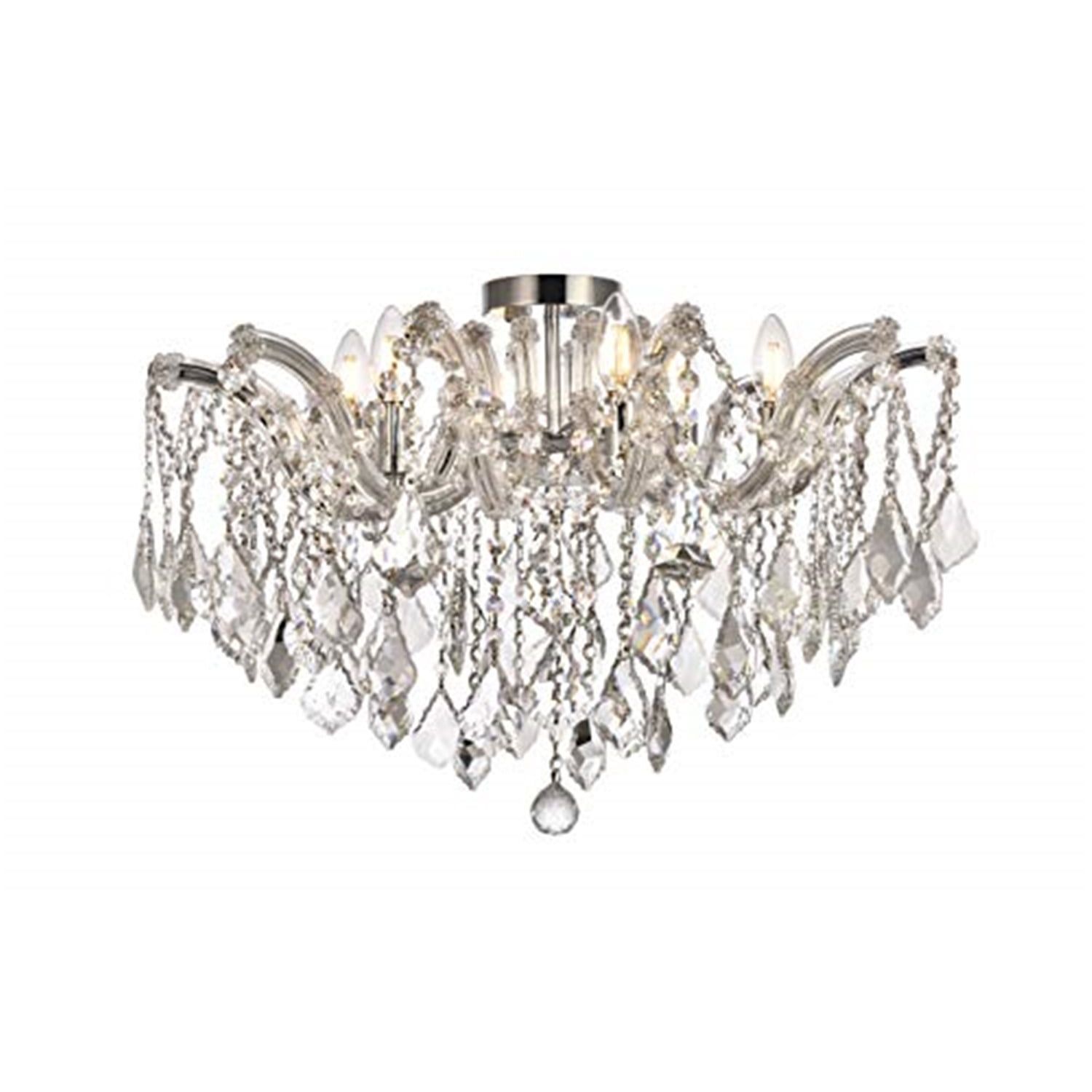 Chrome and Clear Crystal 6-Light Flush Mount Chandelier