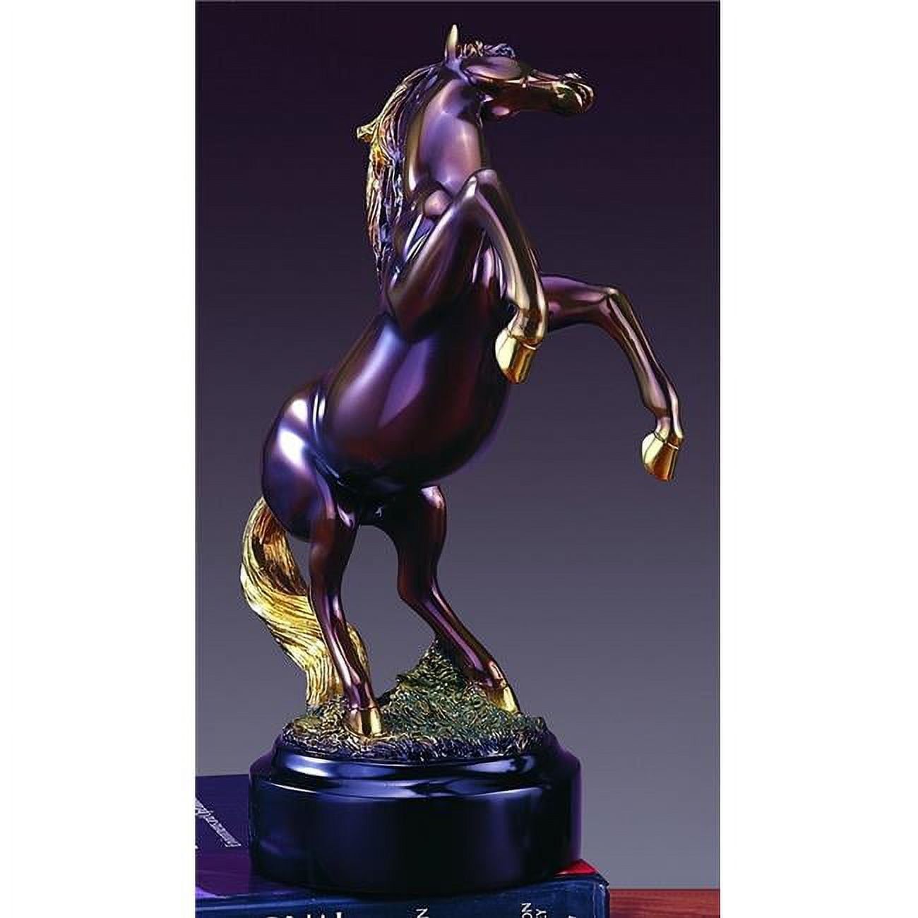 Elegant Bronze Electro-Plated Rearing Horse Statue with Gold Accents