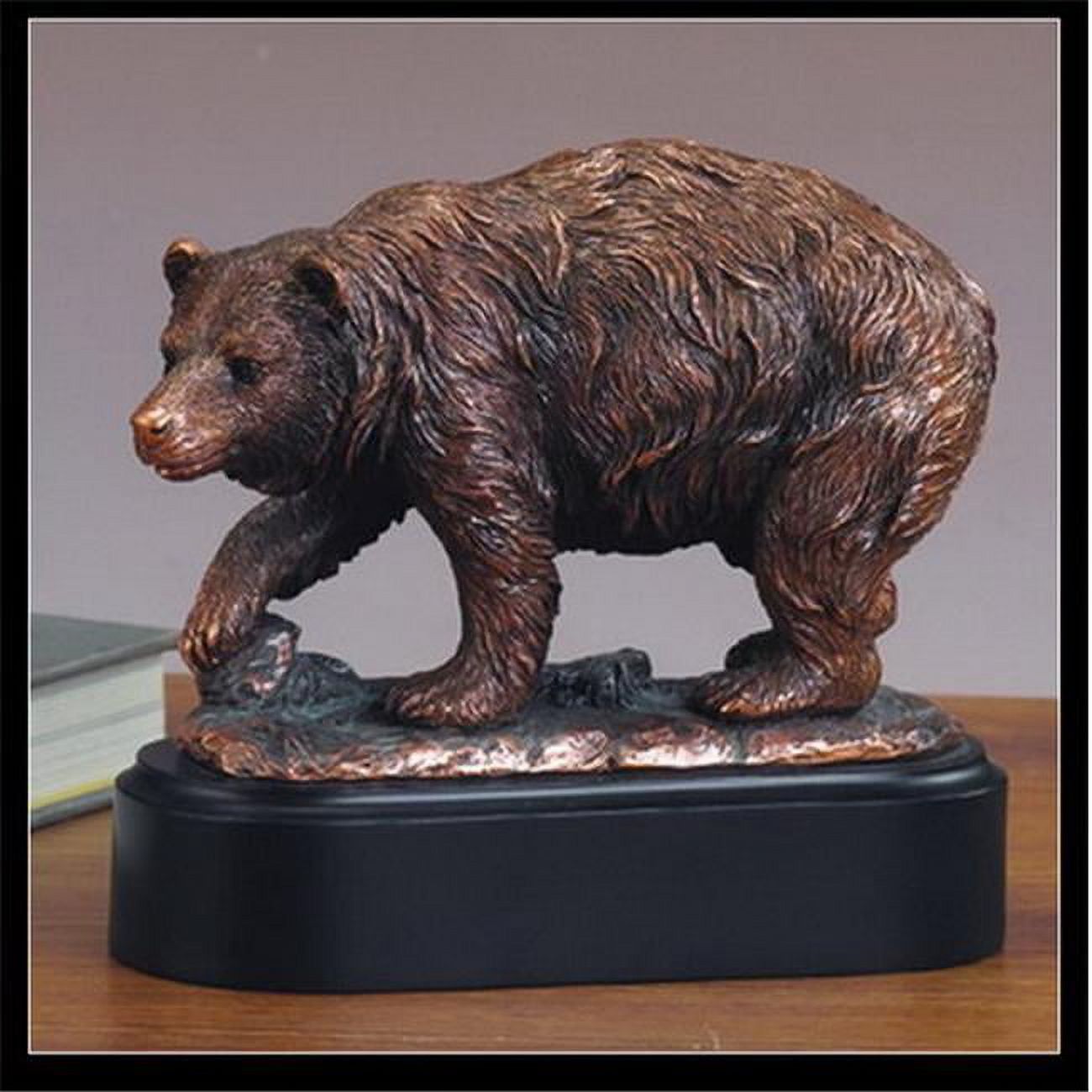 Bronze-Plated Resin Walking Bear Sculpture 8.4" x 9.9"