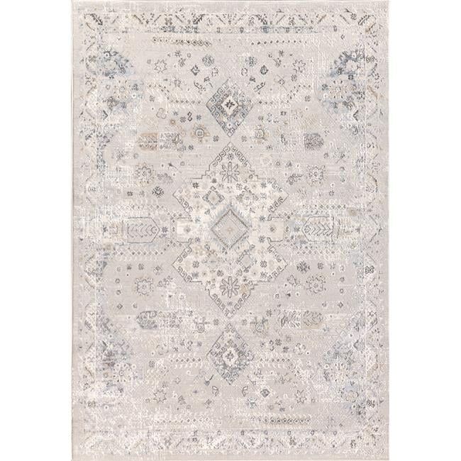 Gray Rectangular Viscose and Synthetic Area Rug