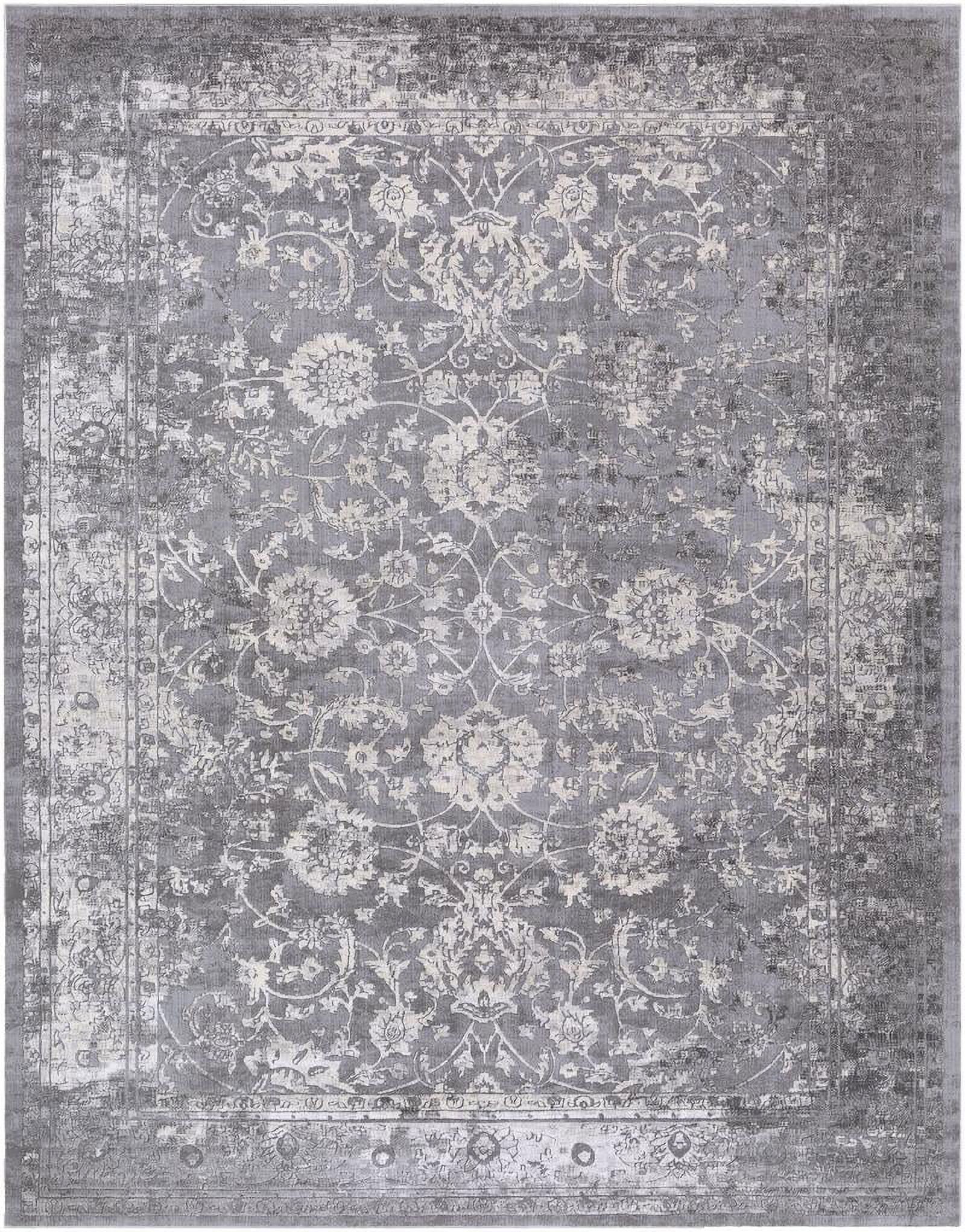 Large Gray Wool and Synthetic Hand-knotted Traditional Area Rug