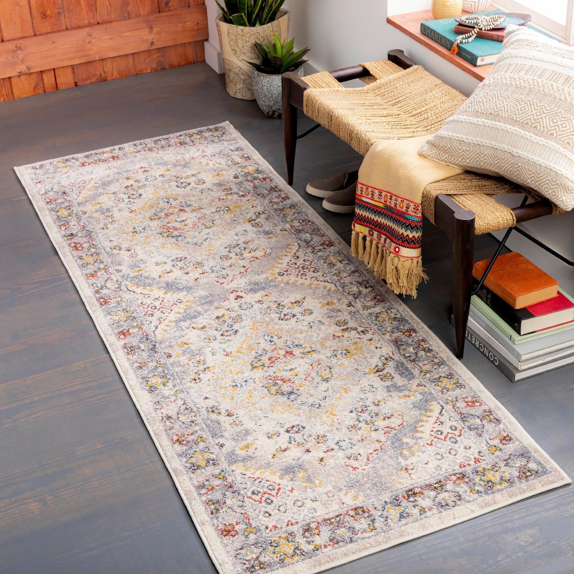 Gray and Taupe Hand-knotted Synthetic Runner Rug, 2'7" x 10'